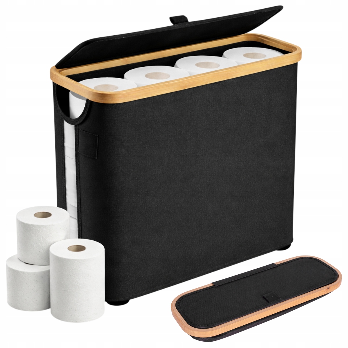 POJEMNIK TORBA KOSZ NA PAPIER TOALETOWY ŁAZIENKOWA SKŁADANY Z POKRYWĄ