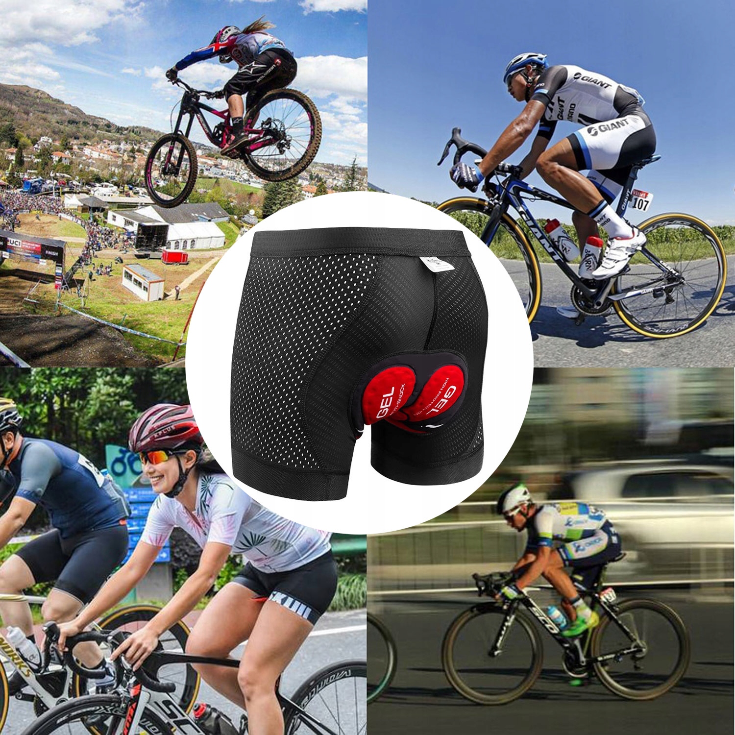 SPODENKI ROWEROWE SZORTY Z WKŁADKĄ 3D ŻELOWĄ SZORTY BOKSERKI NA ROWER XXL Marka Operum