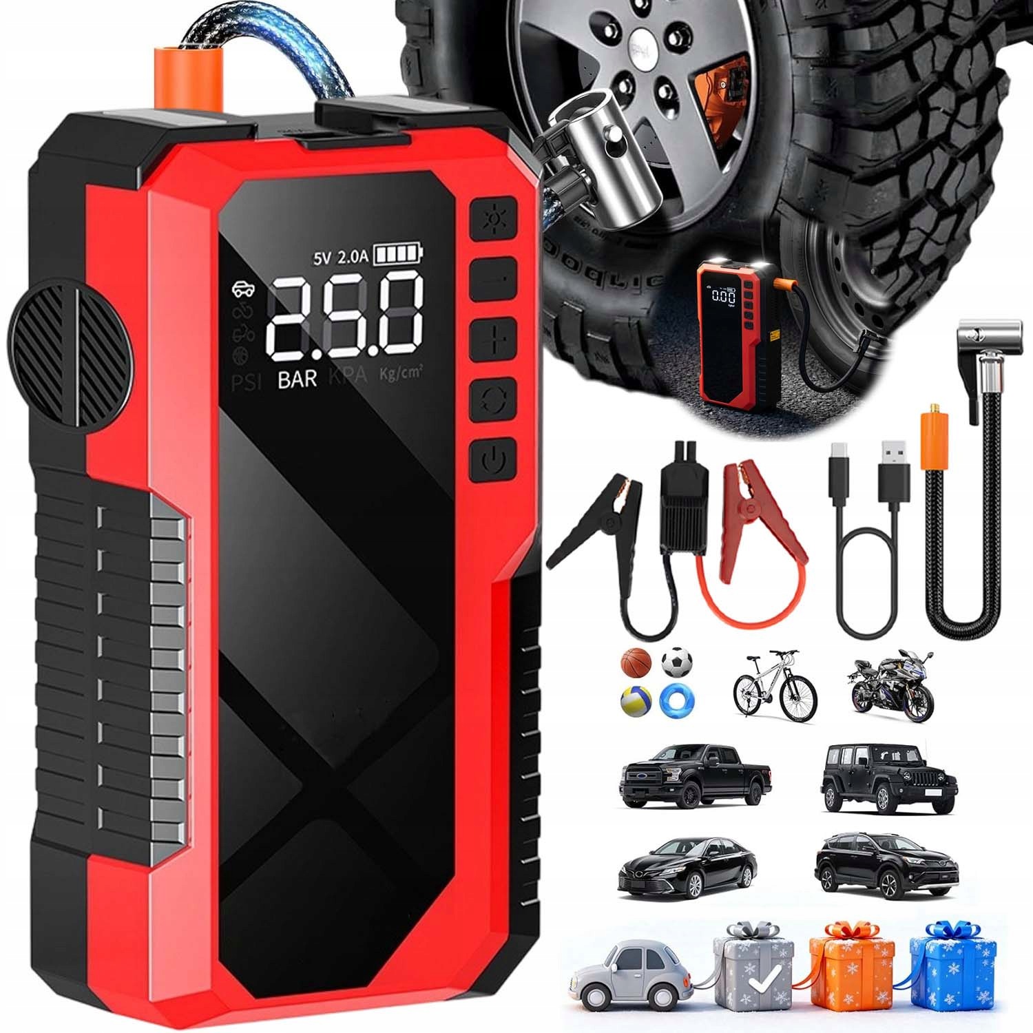 Booster Štart Jump Starter Powerbank Baterka 6400mah 1200A Pro Výkonná Led