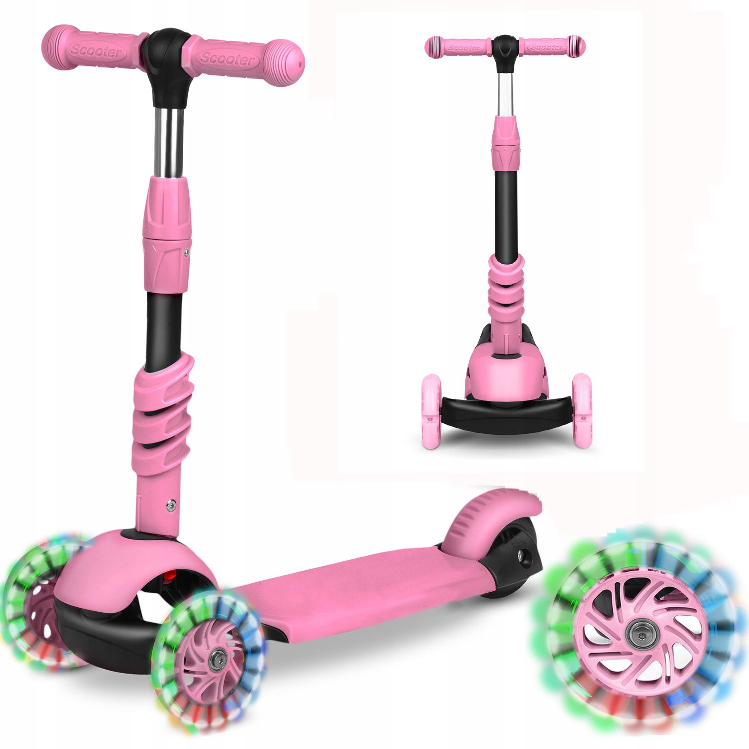 HULAJNOGA BALANSOWA JEŹDZIK TRÓJKOŁOWA LED RÓŻOWA