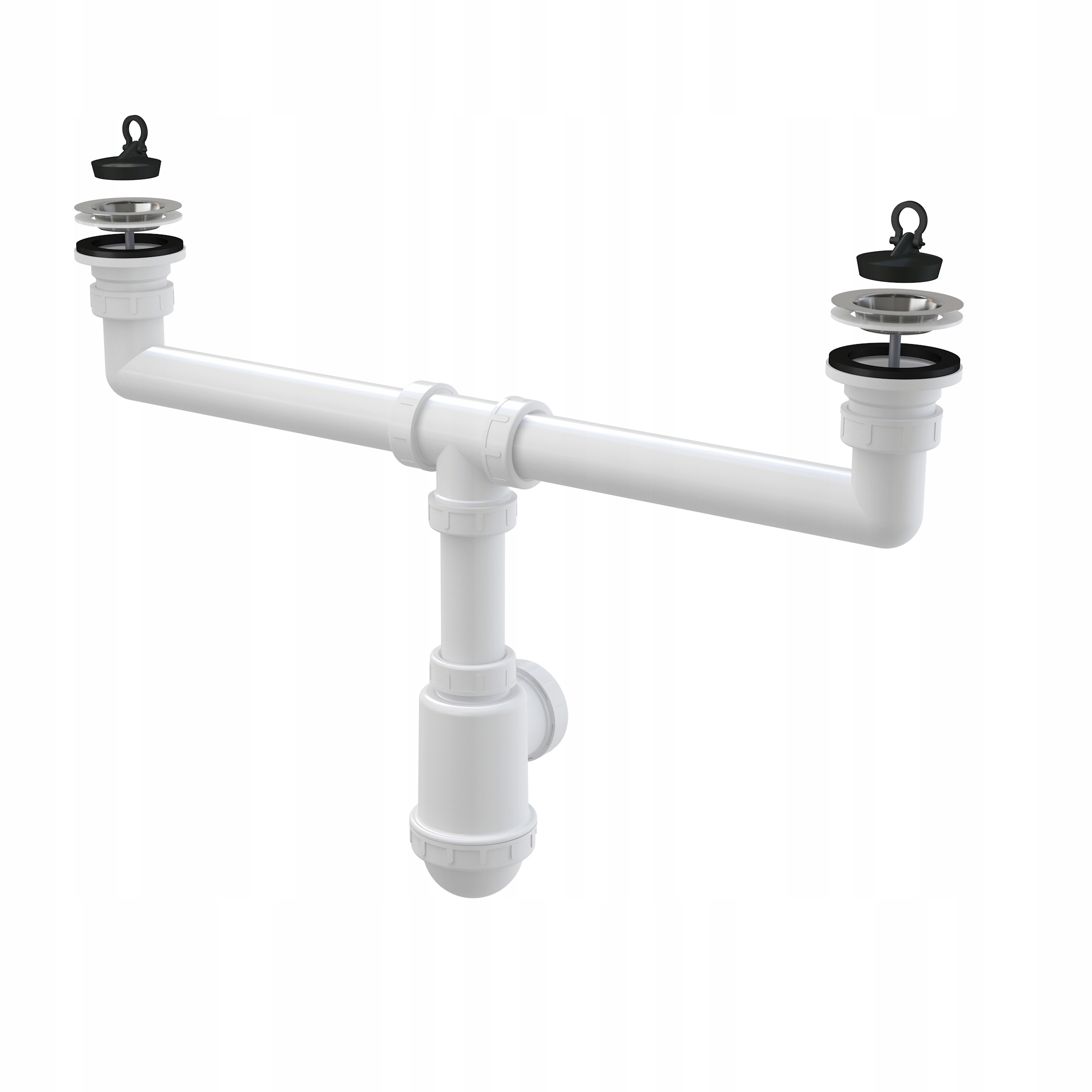 Syfon zlewu dwukomorowego, sitka nierdzewne DN70