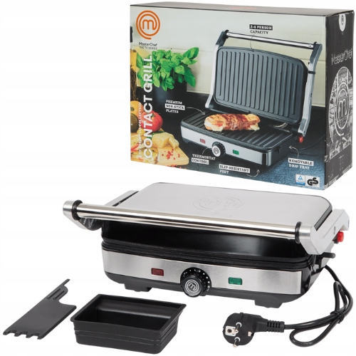 Grill kontaktowy MasterChef 1600 W srebrny z regulacją temperatury