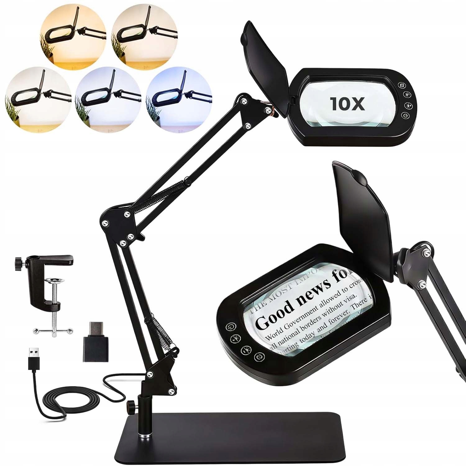 Led Lampa Na Pracovní Desku Dermatologická S Lupou Pro Regulaci Světla