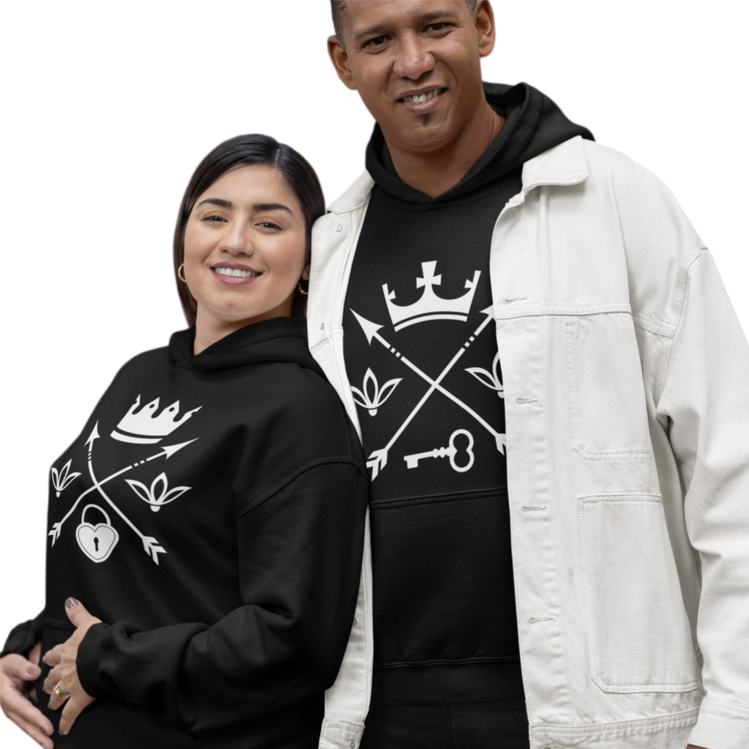 Sada teplých mikin s kapucí na Valentýna pro páry Klíč a Zámek M