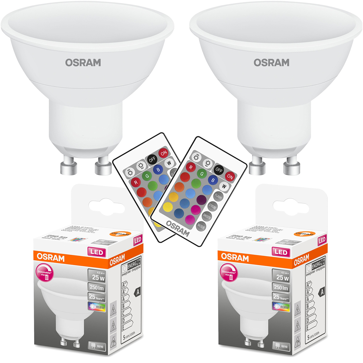 

2x Żarówka Led GU10 4,5W Rgb+w 2700K Osram Pilot