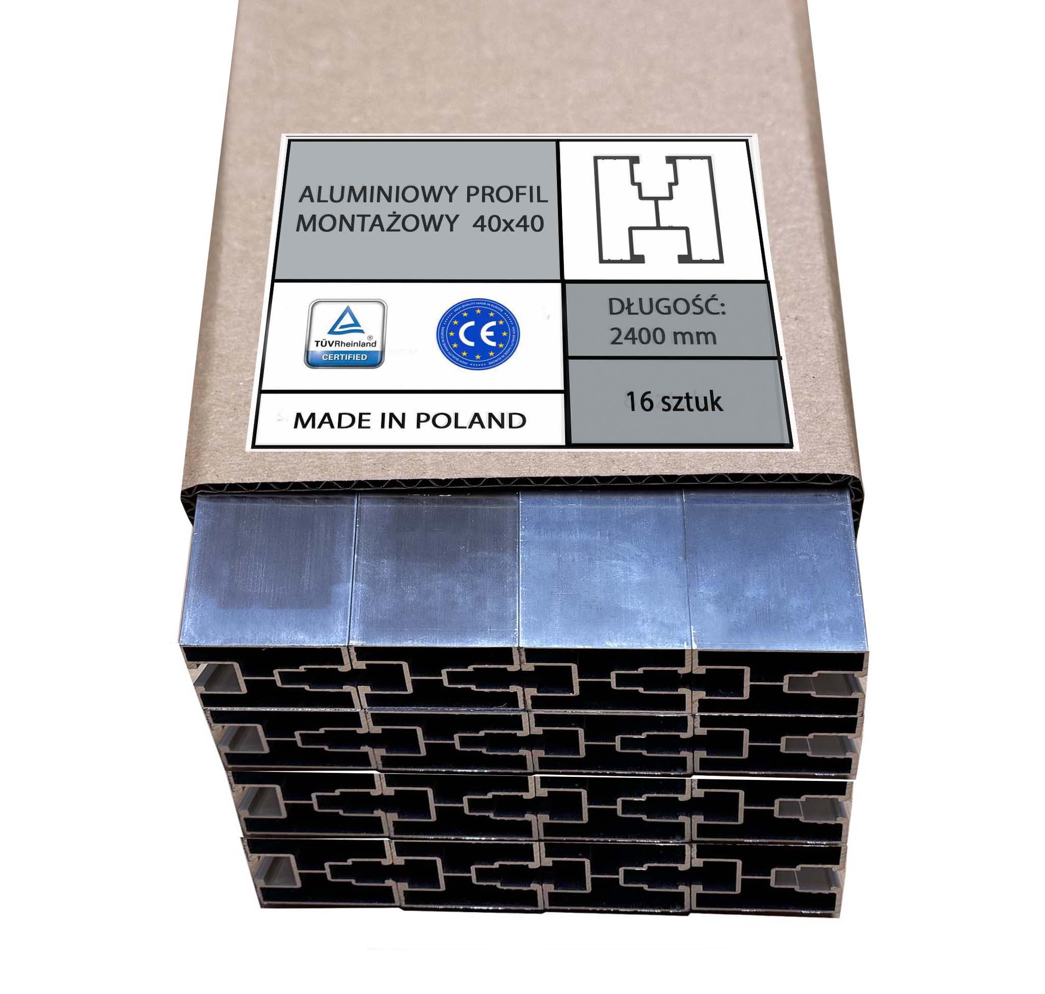 Aluminiowa Szyna Montażowa Profil Pv 40X40 2400mm 16 szt