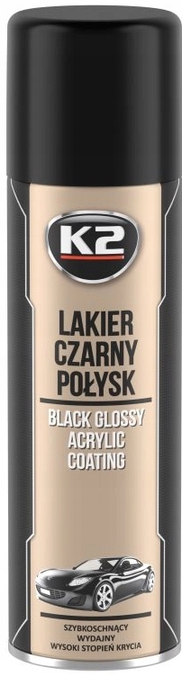 LAKIER CZARNY AKRYLOWY POŁYSK K2 500ML
