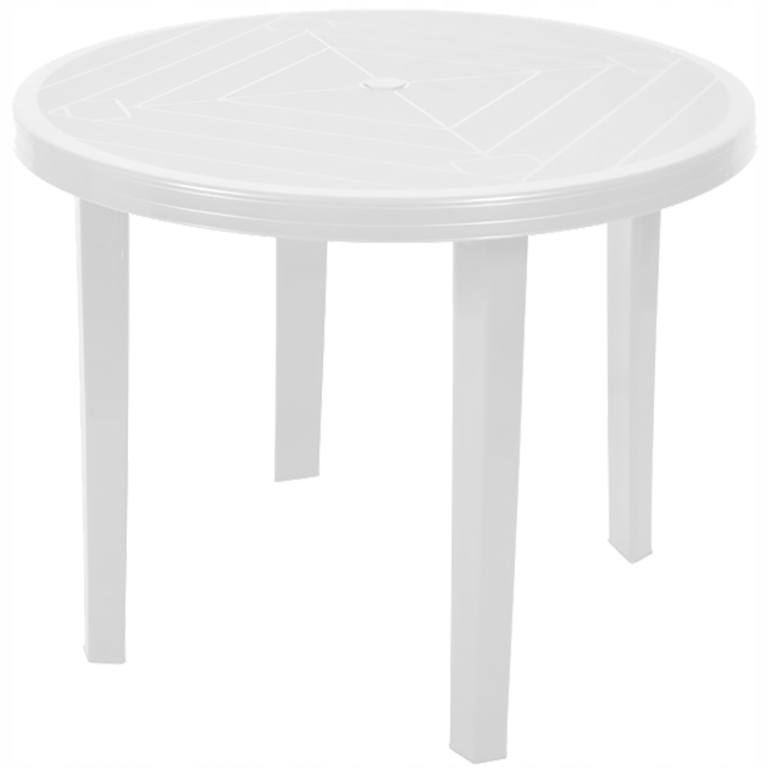 Silný okrúhly plastový záhradný stôl 90cm biely