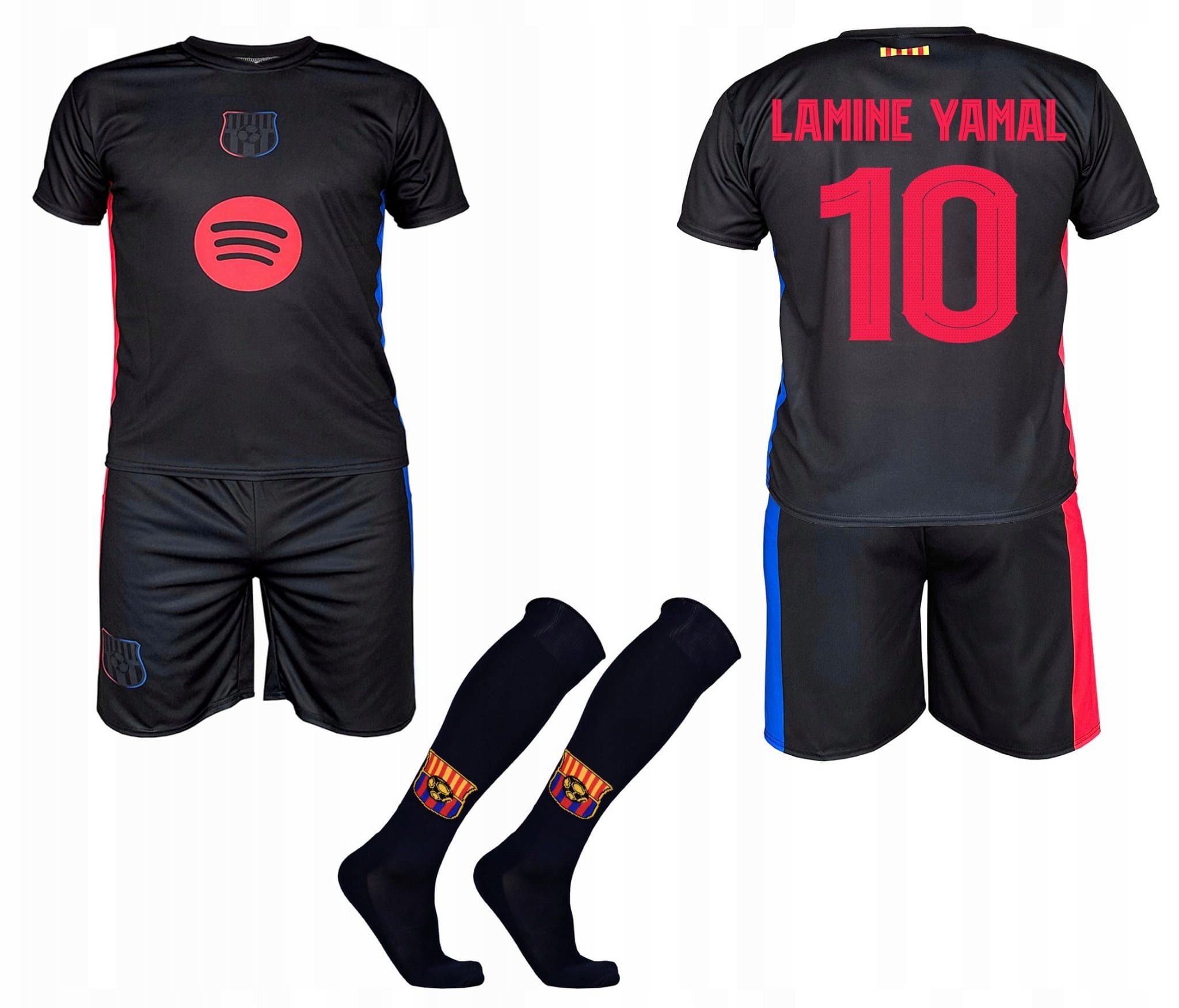 Lamine Yamal Barcelona strój komplet piłkarski "10" wyjazdowy czarny 164