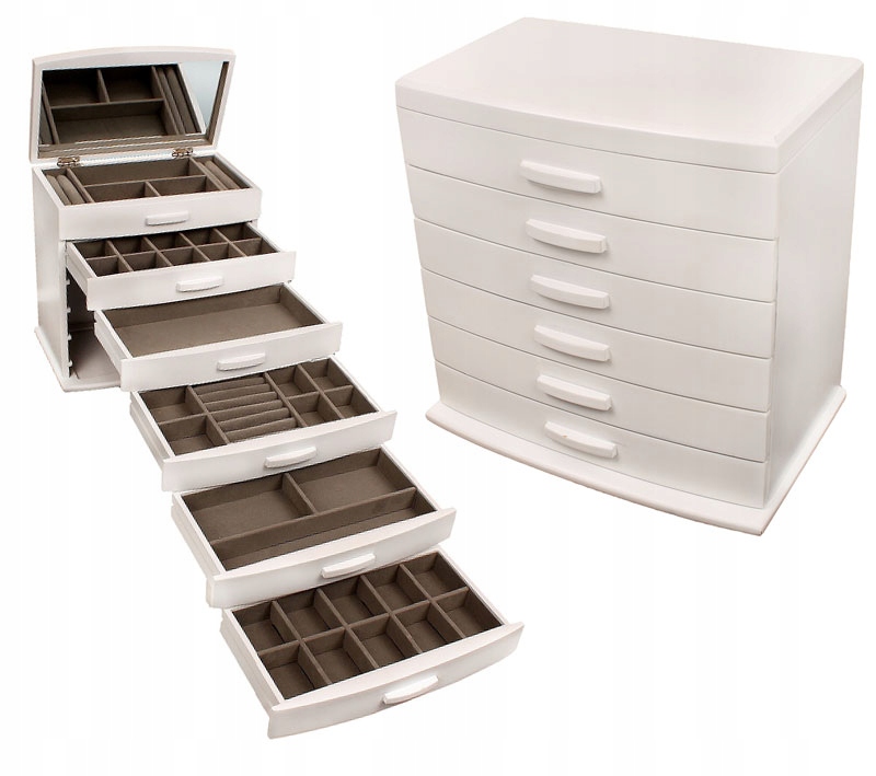 

Biała szkatułka na biżuterię komoda kuferek drewno