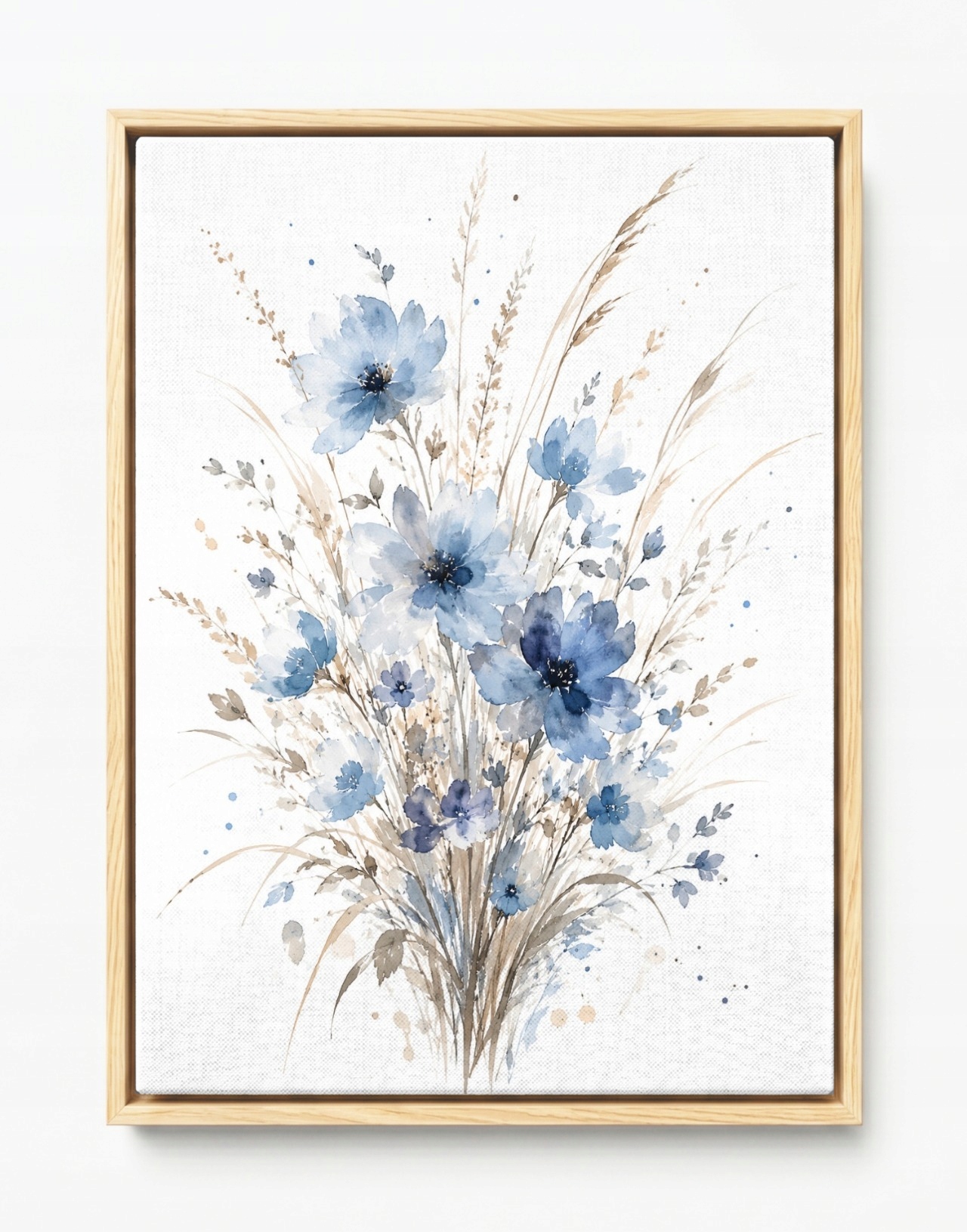 Obraz Rám American Box Akwarela Modré Poľné Kvety Kytica Boho 60x80