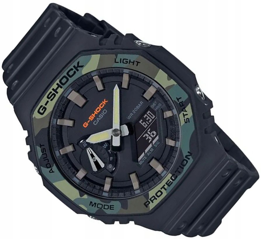 Pánské Sportovní Hodinky Casio G-shock GA-2100SU-1AER Carbon Maskáčový WR200 45 mm