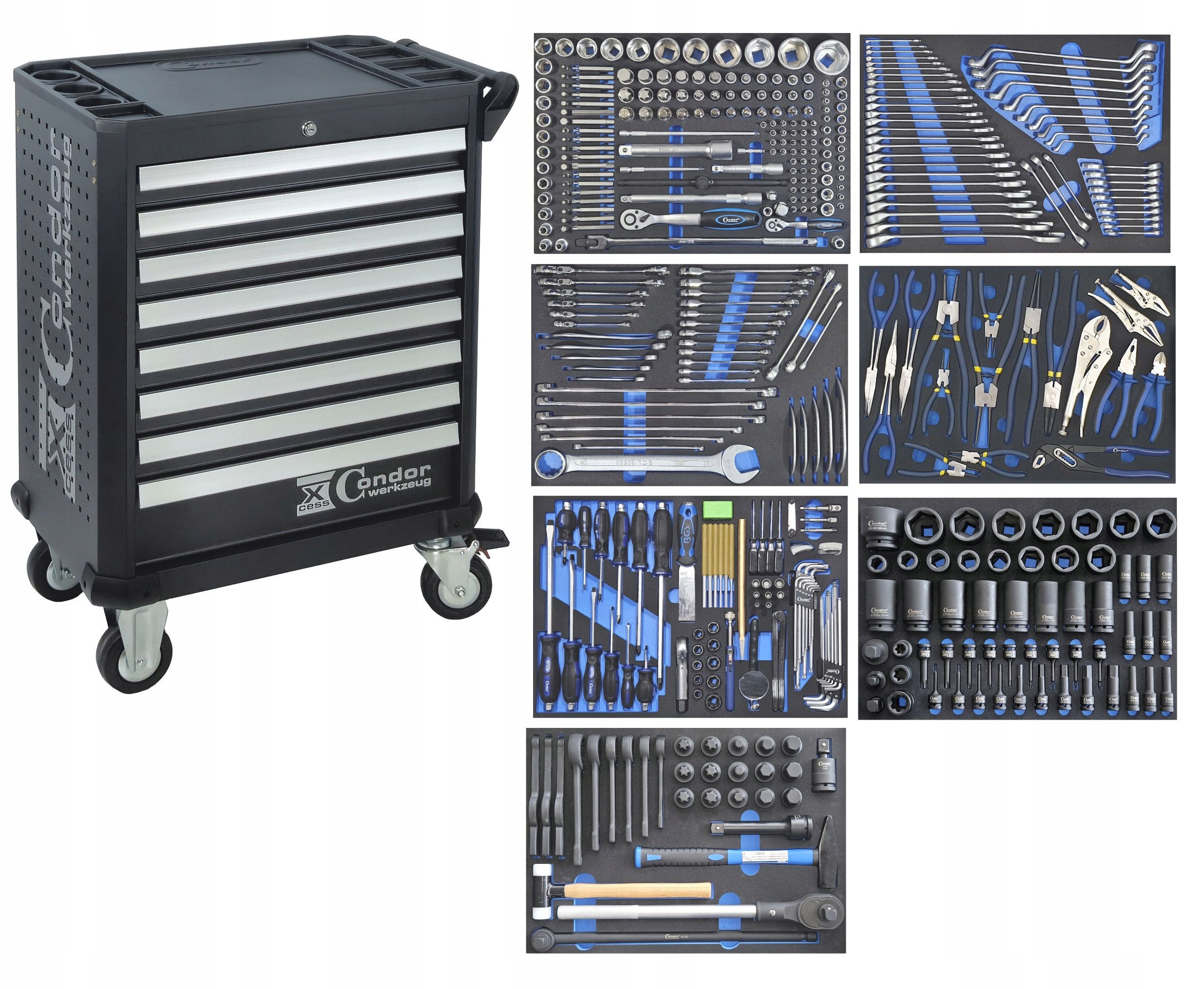Nástrojový vozík auta 8 zásuvek 437 nástrojů Condor