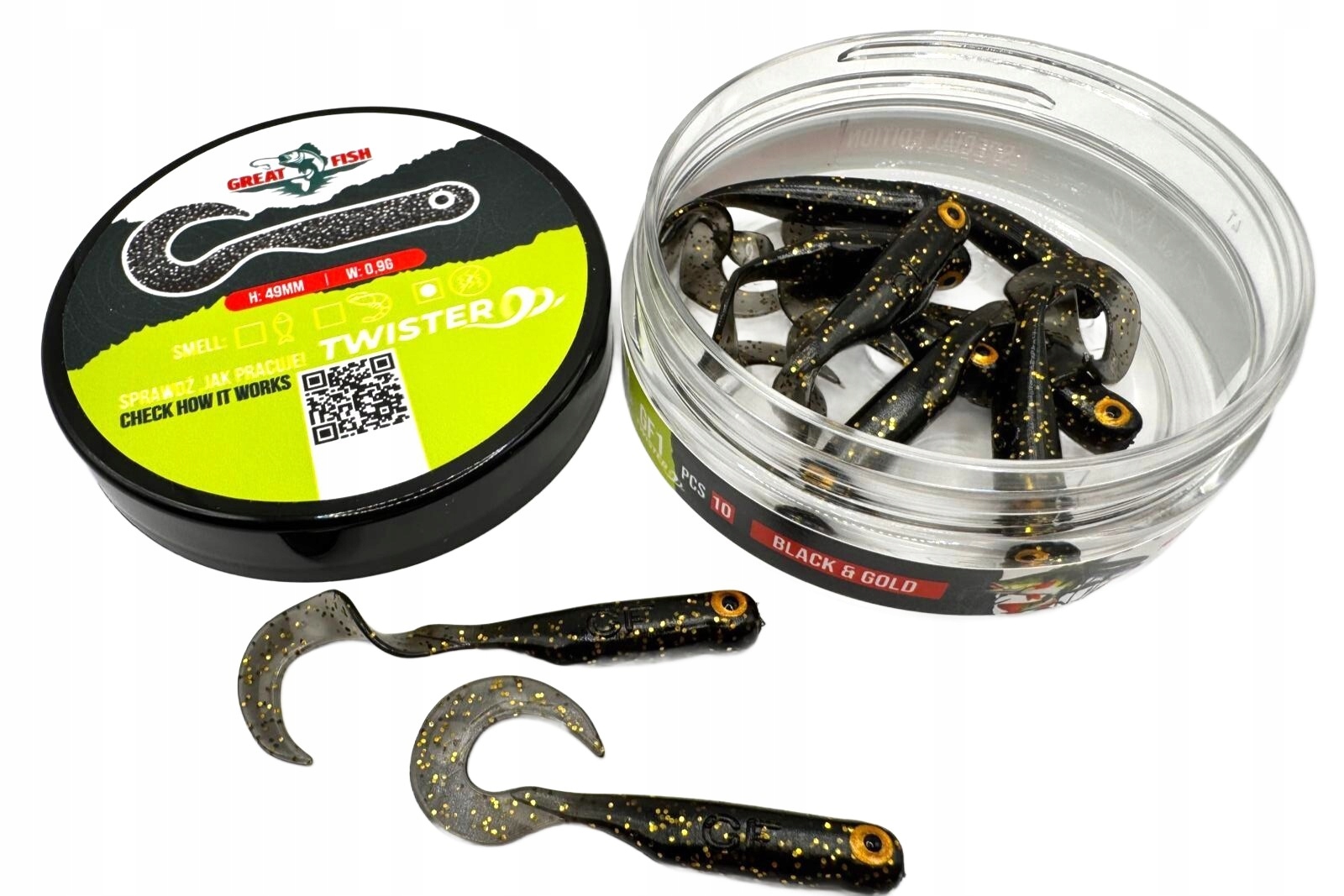 Great Fish GF1 Twister 49MM 10 Sztuk Black&gold No Scent Bez Zapachu