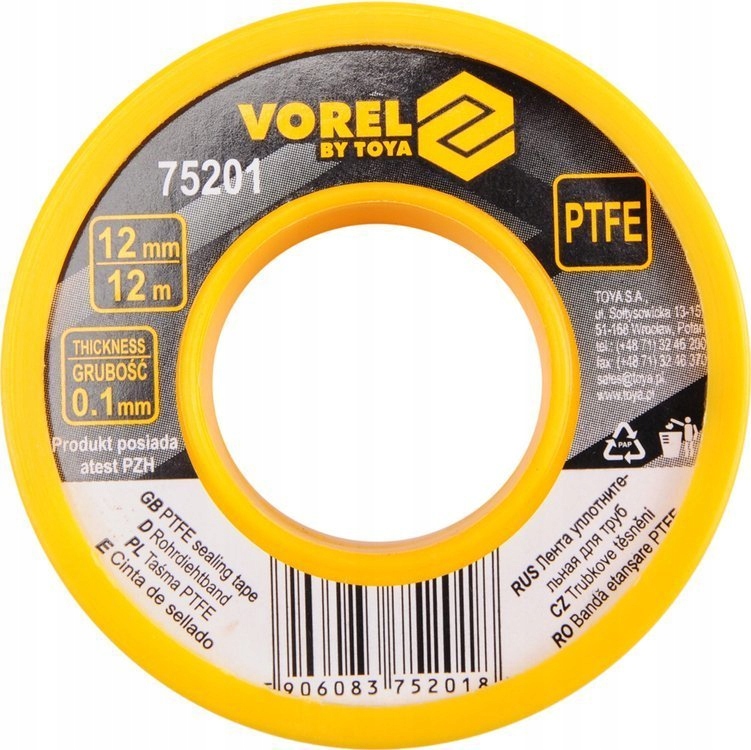 

Taśma Teflonowa Ptfe Do Gwintów 12MX12MMX0.1MM