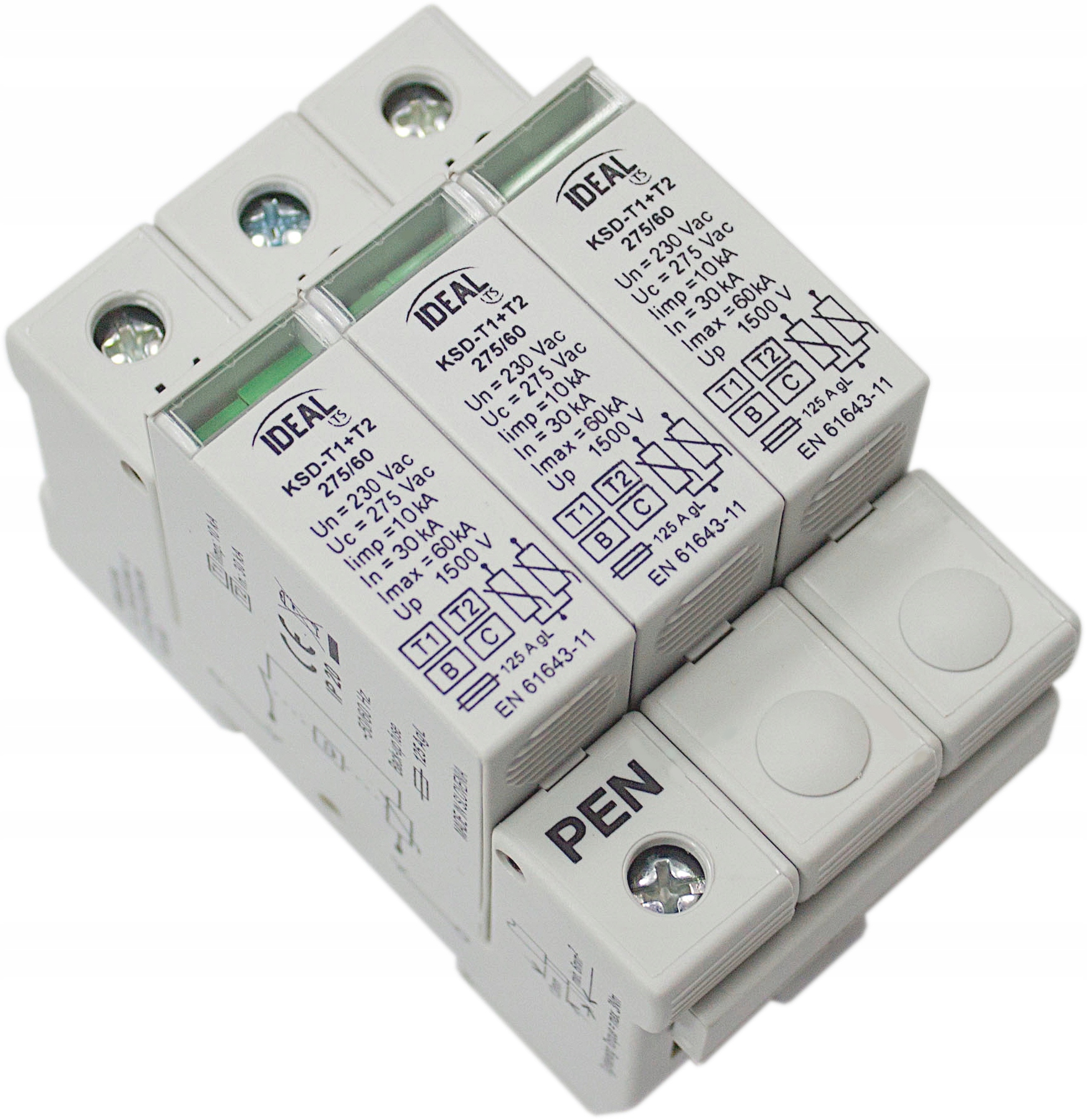 

Ogranicznik Przepięc 275V Ideal 23921 3P T1+T2 B+c