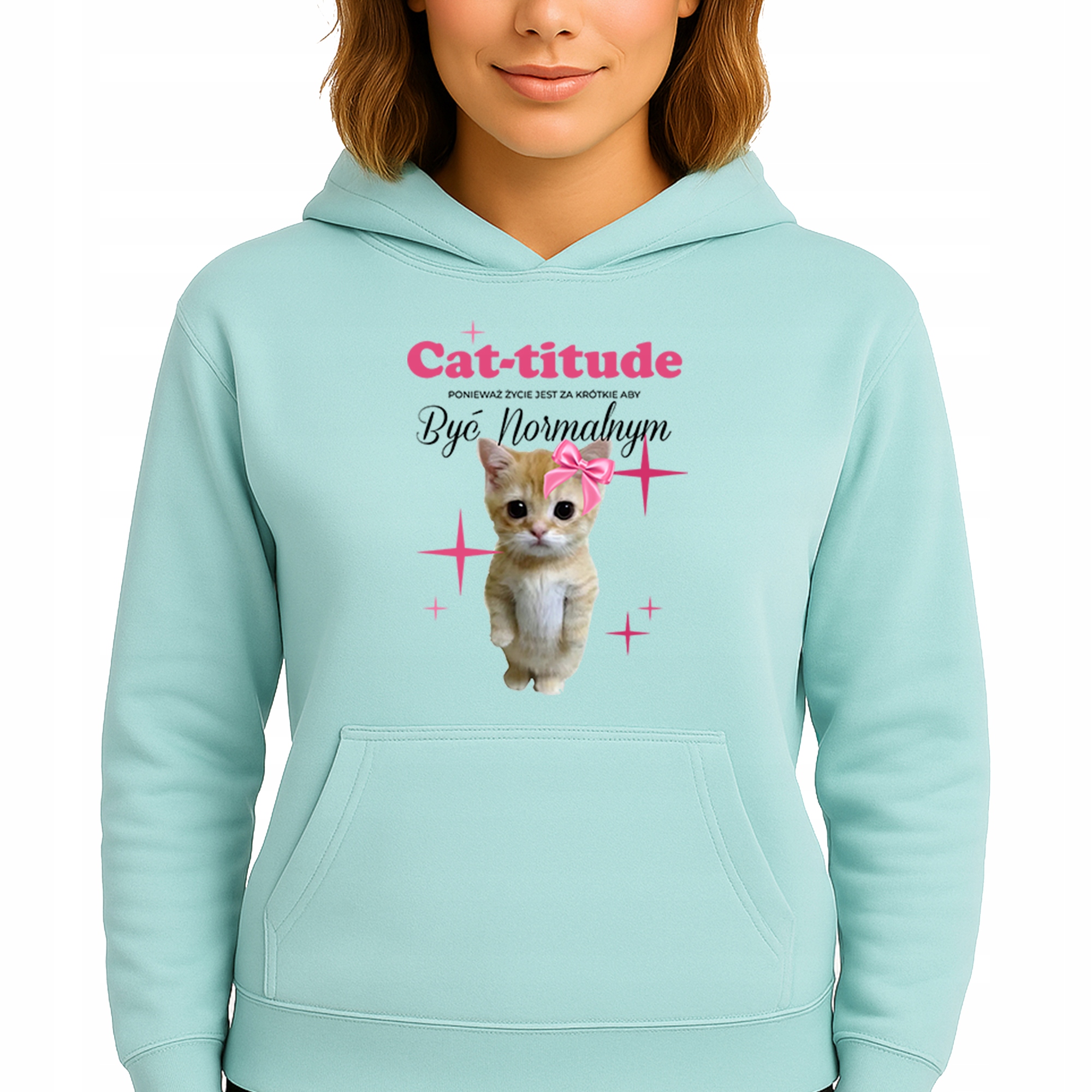 Mikina Mátová Hoodie S Kapucí Bavlněná Módní Cat-titude Vel S