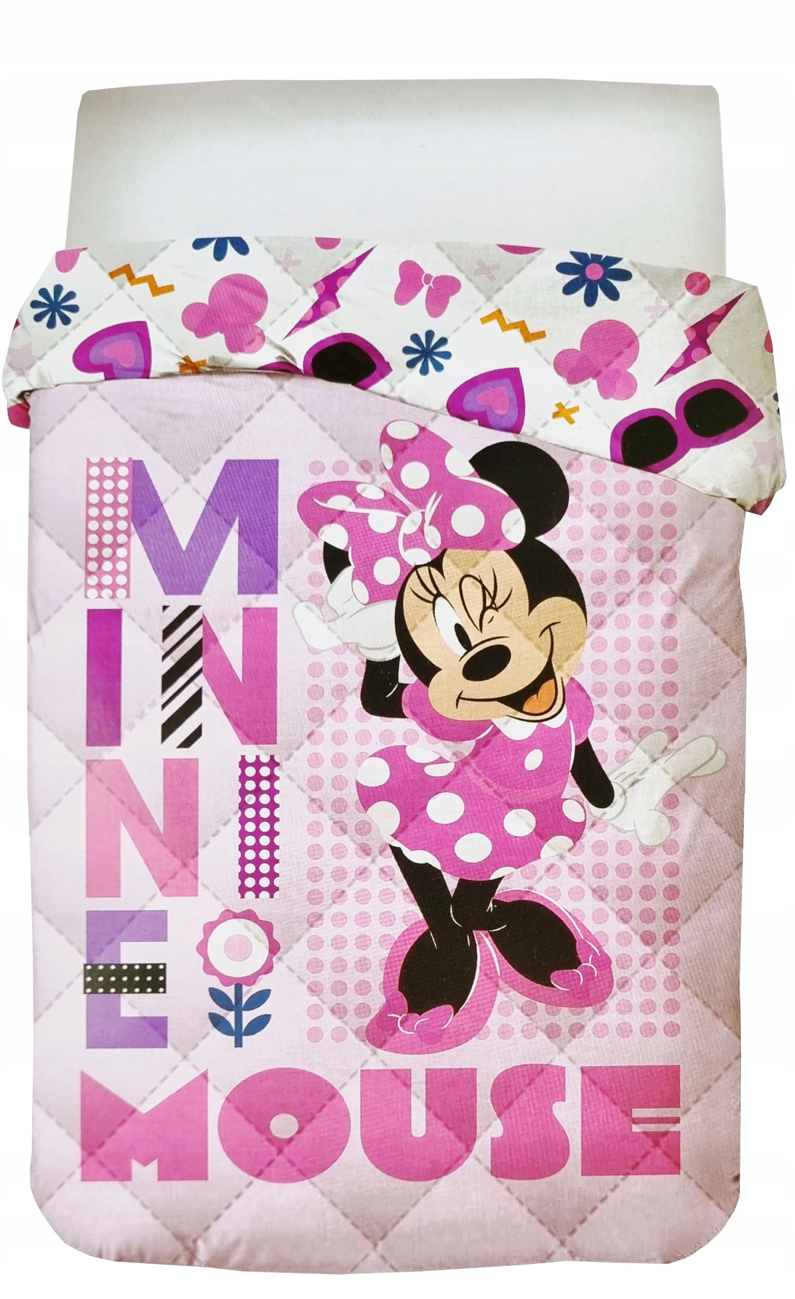 Narzuta kołdra pikowana Różowa 140x200 Myszka Minnie