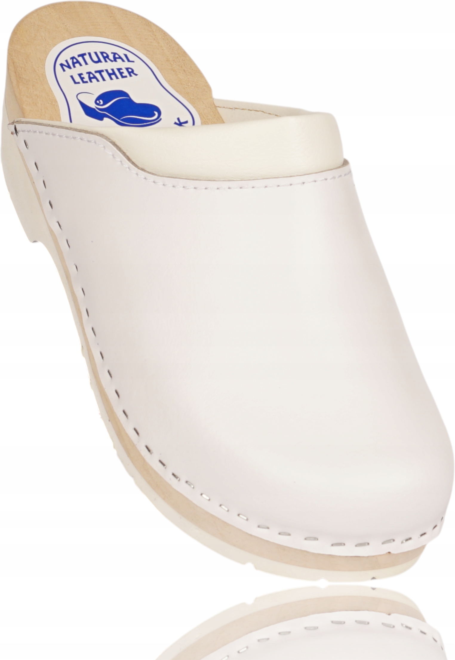 Dámské kožené pantofle Bílé Nazouváky Zdravotnické pro práci Premium