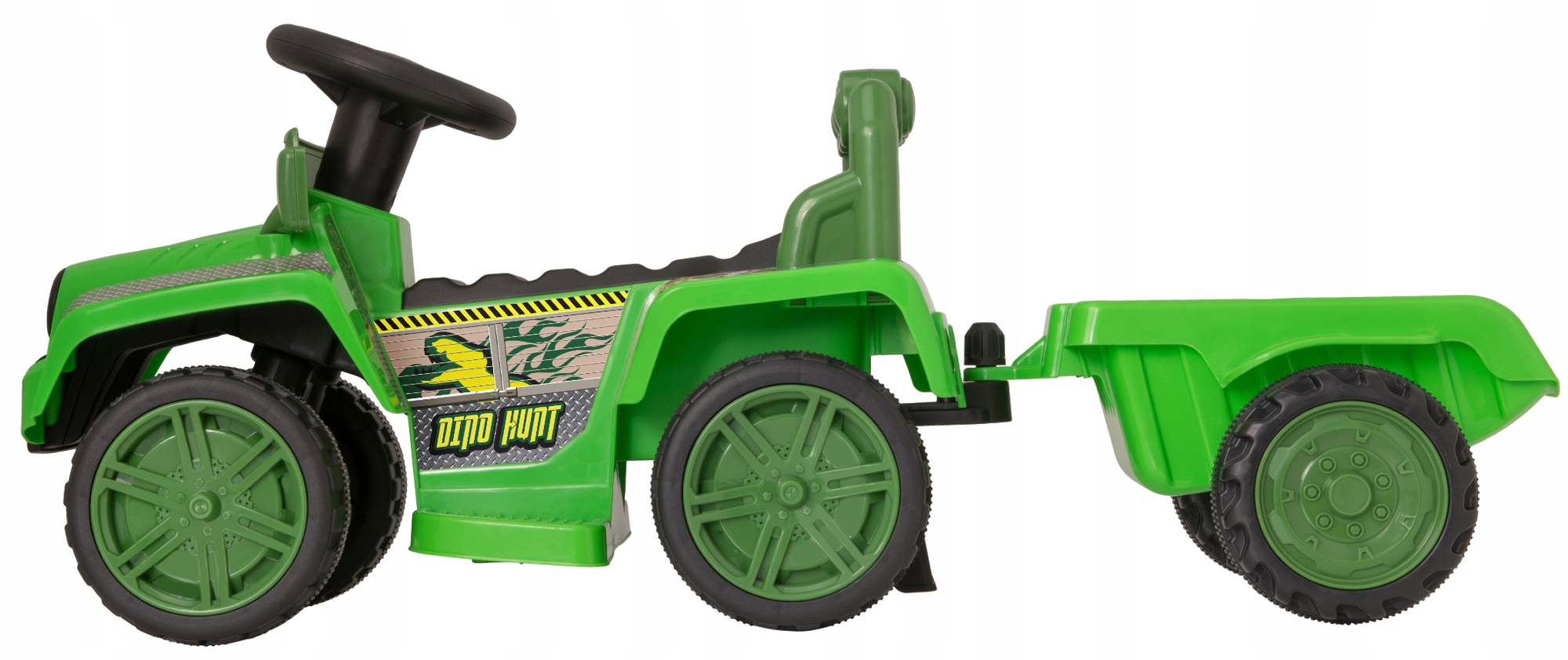 AUTO NA AKUMULATOR JEŹDZIK TERENOWY JURASSIC POJAZD Z ODCZEPIANĄ PRZYCZEPĄ Wiek dziecka 2 lata +