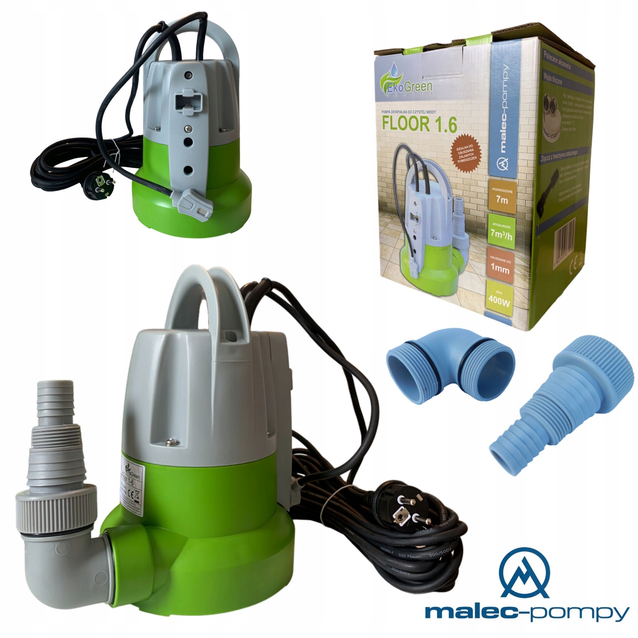 Ponorná pumpa Floor 1-6, 400 W Senzor Odvlhčovania 1 mm Malec