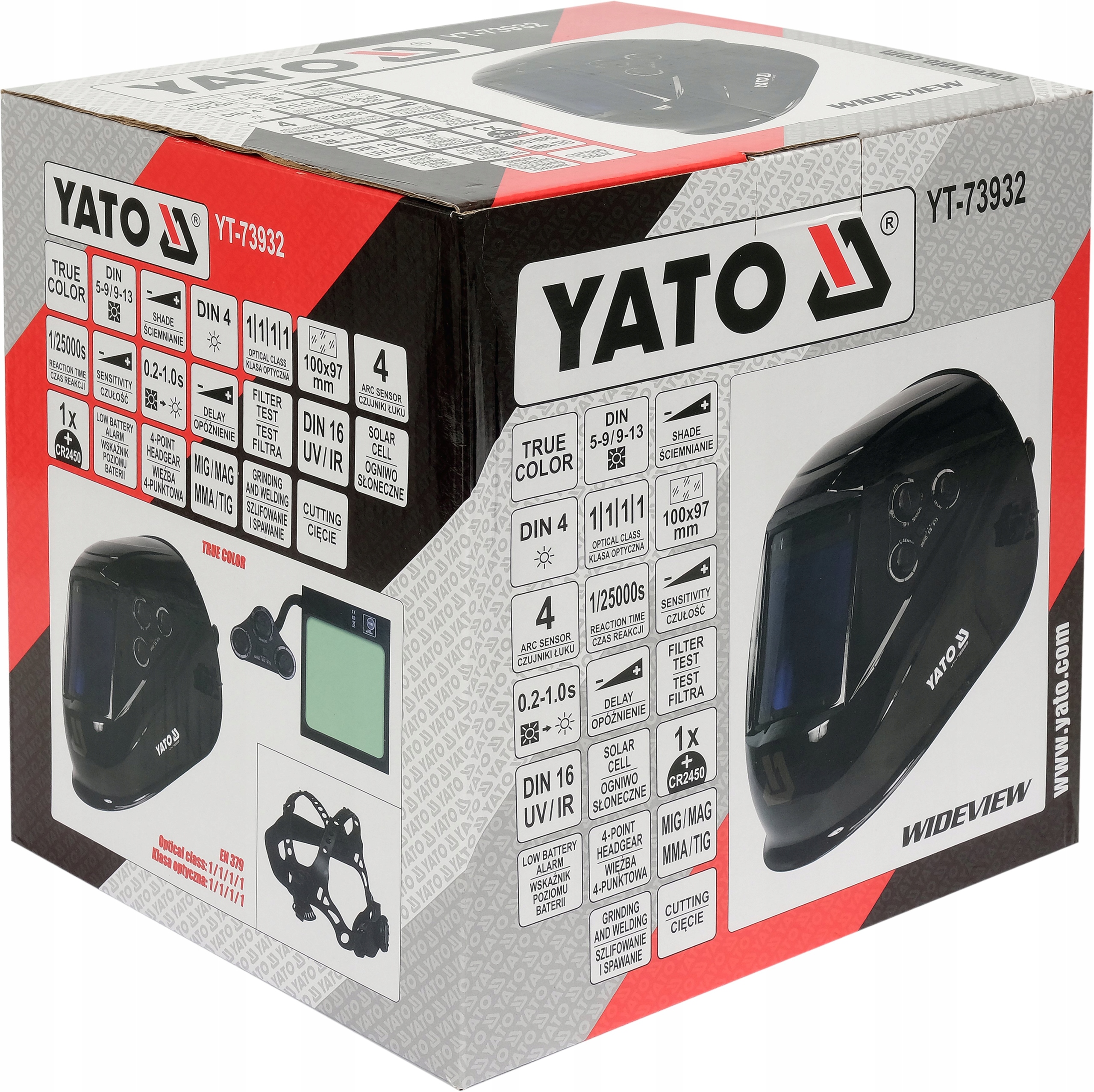 MASKA SPAWALNICZA PRZYŁBICA SAMOŚCIEMNIAJĄCA Z REGULACJĄ FILTR YATO Waga produktu z opakowaniem jednostkowym 1.17 kg