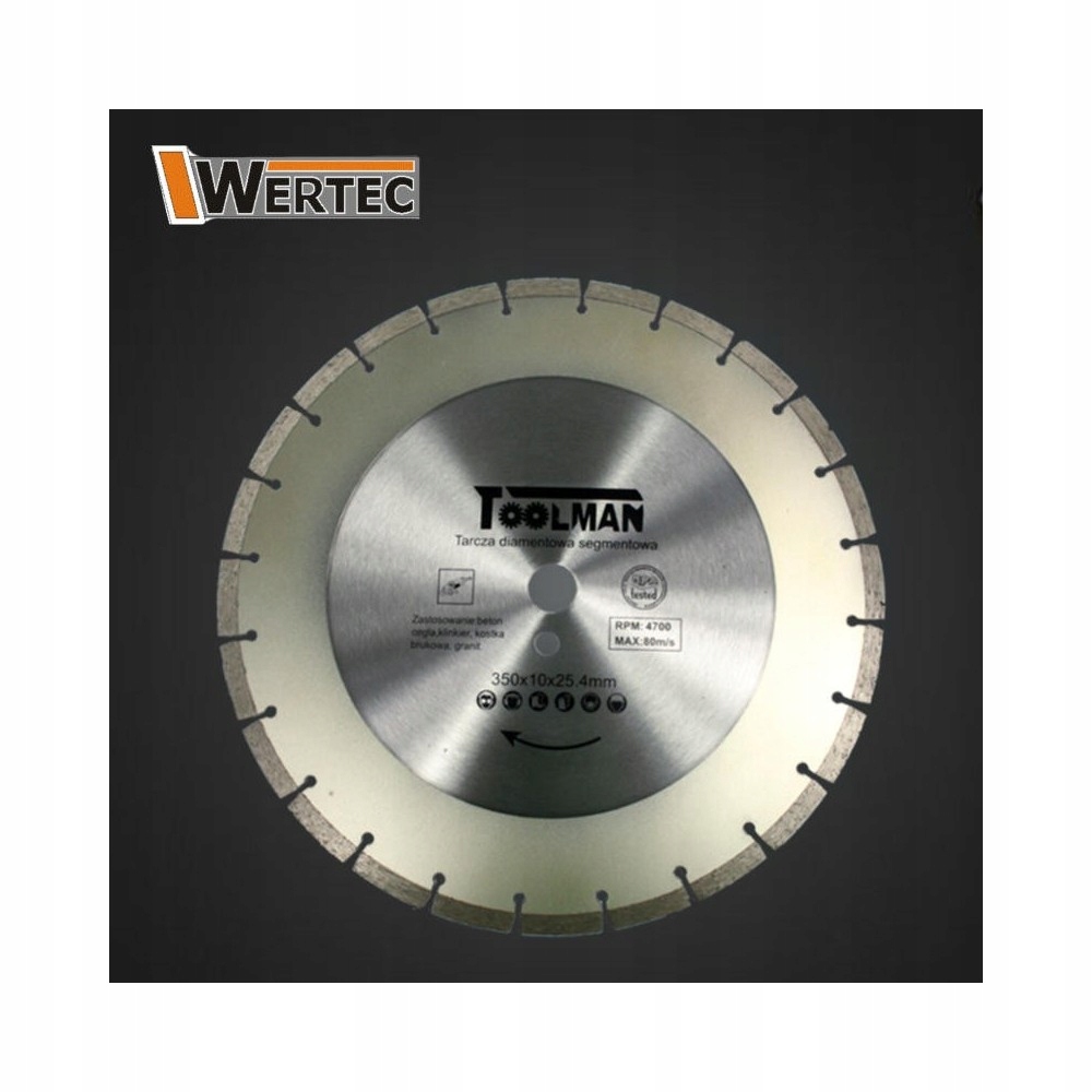 Tarcza diamentowa segm. 350x10x25,4 TOOLMAN