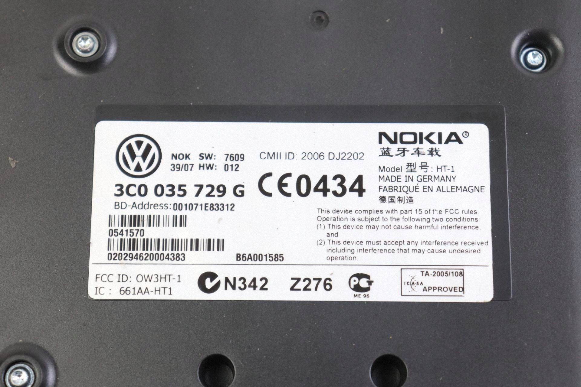 VW PASSAT B6 module BLUETOOTH control unit BLUETOOTH 3C0035729G