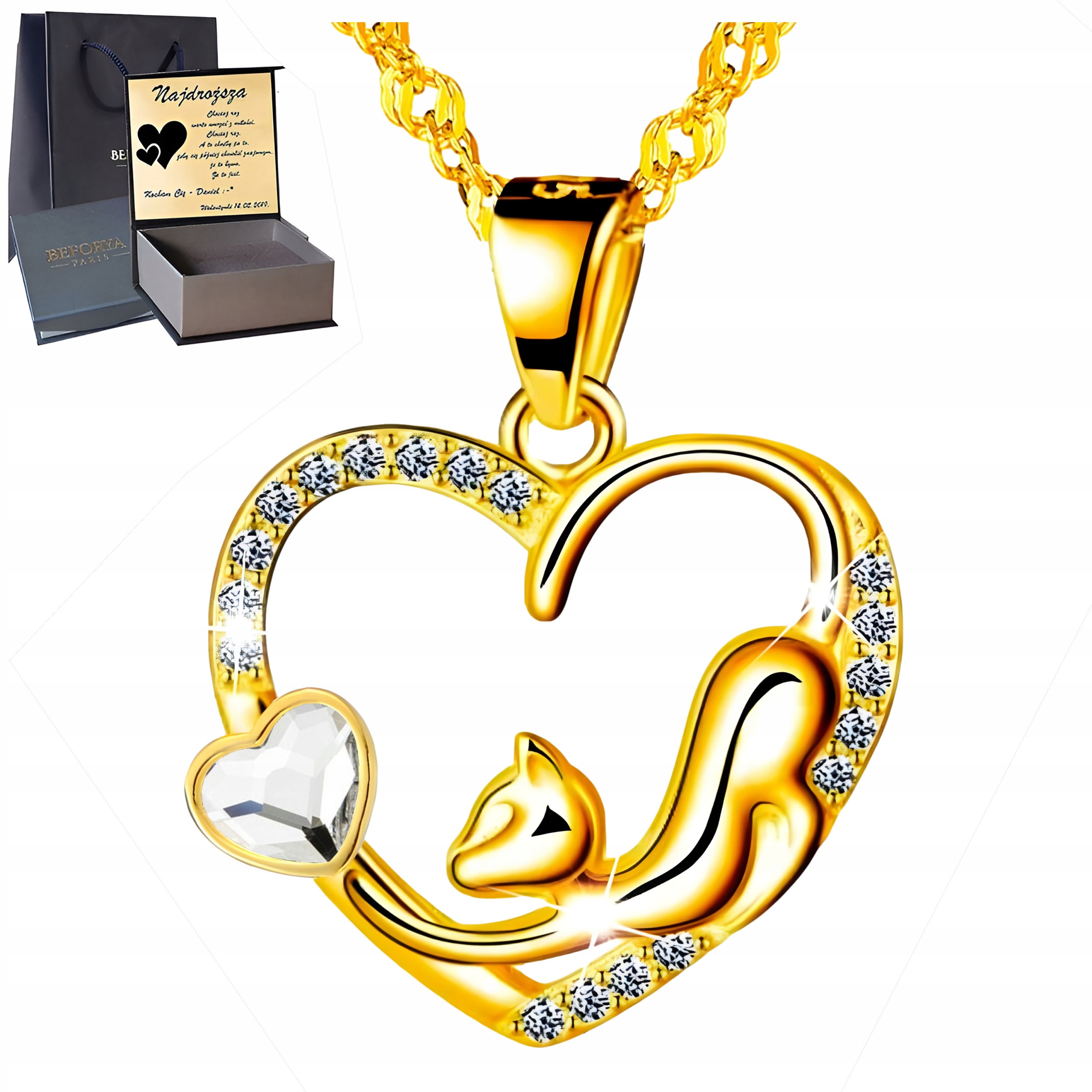 Zlatý náhrdelník Stříbro 925 Řetízek s přívěskem Dárek pro dceru Gravírování