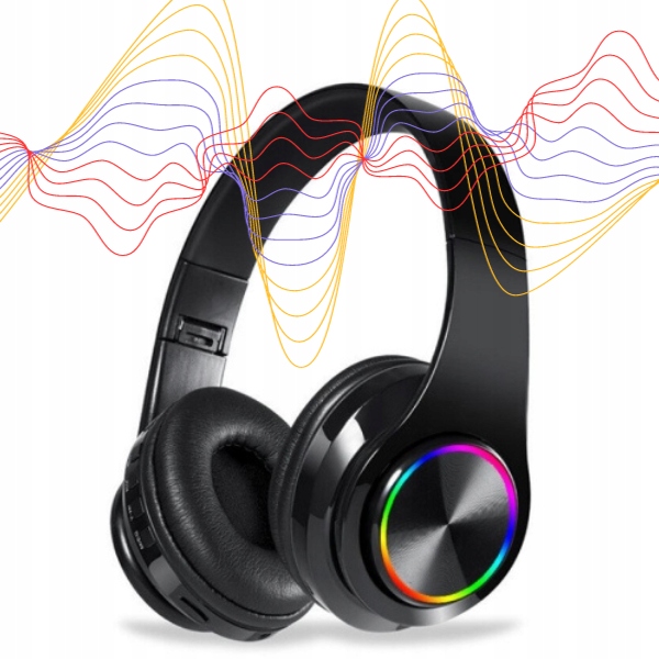 SŁUCHAWKI BEZPRZEWODOWE RGB BLUETOOTH +EDR MIKROFON CZYTNIK KART SKŁADANE