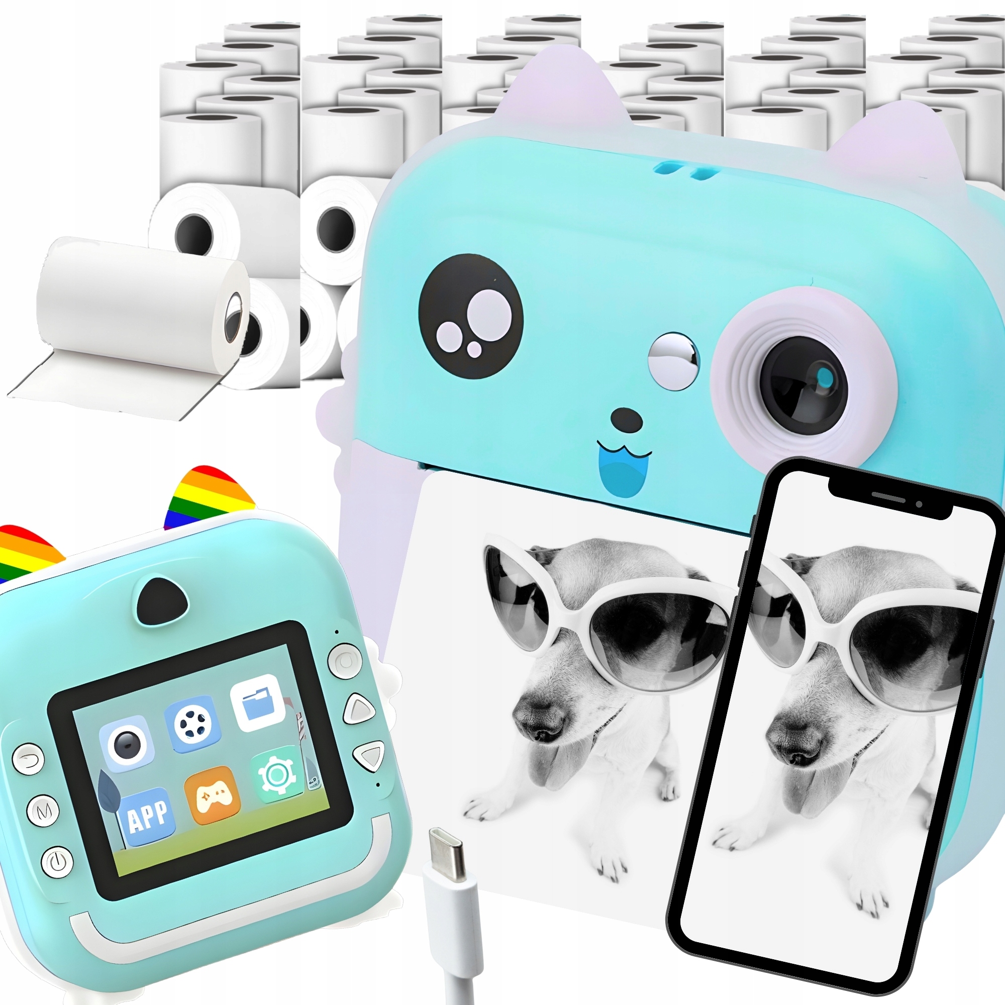 Mini Tiskárna Termálního Tisku Instantní Fotoaparát Pro Děti a 11 Rolek