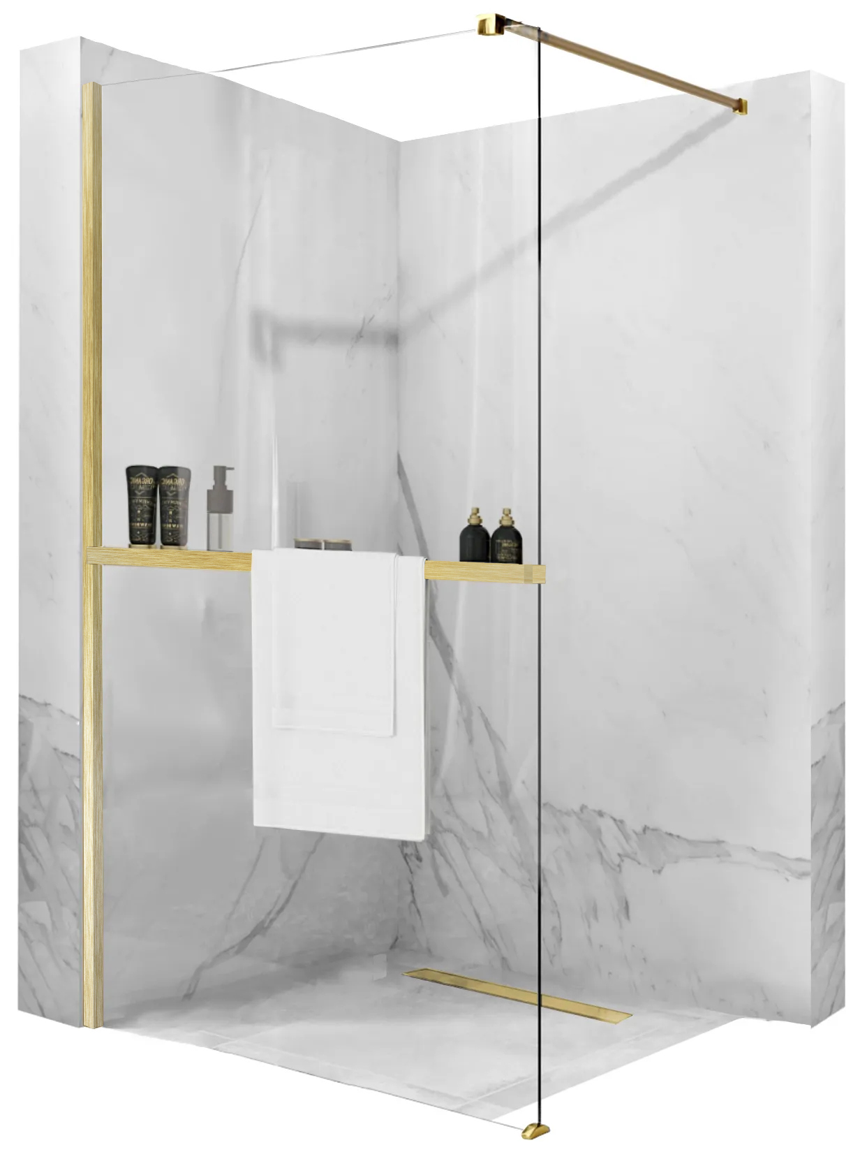 Sprchová stěna Aero Gold Brush 120 cm Police Věšák Evo Gold