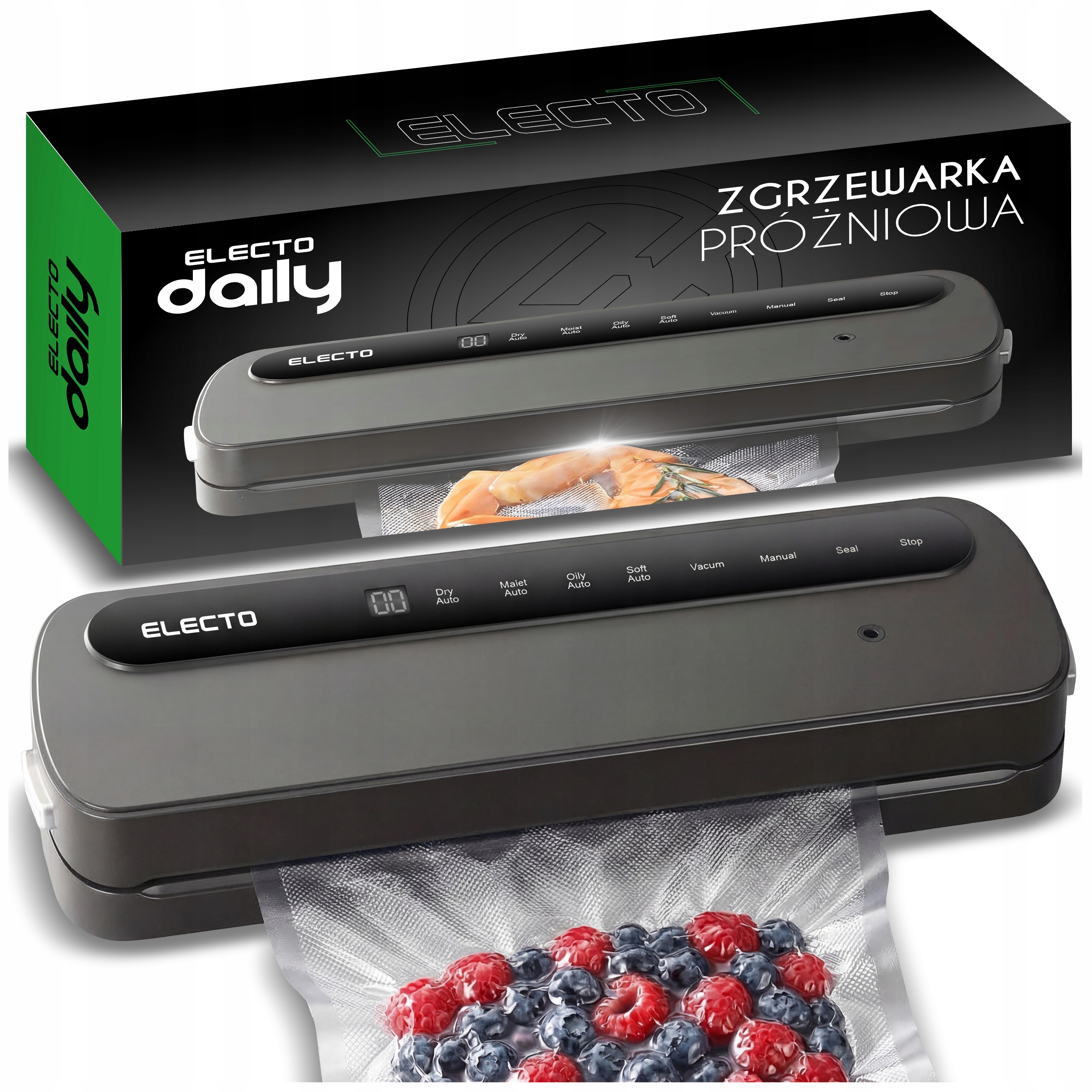 Zgrzewarka Próżniowa Pakowarka Do Żywności Automatyczna Mocna +folia