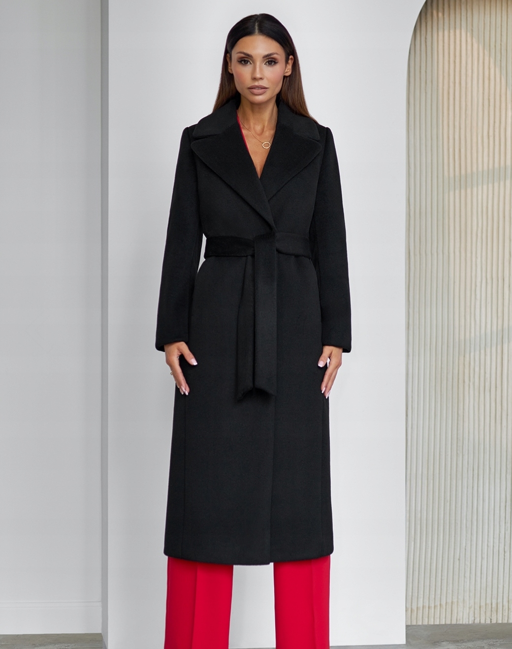 Zartex dámský klasický podzimní a zimní kabát alpaka Amber černý AW25 vel. 34