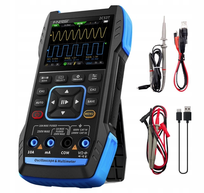 Fnirsi 2C23T 3IN1 Veľký dvojitý kanál 10MHZ*2 50MS/s Prenosný digitálny