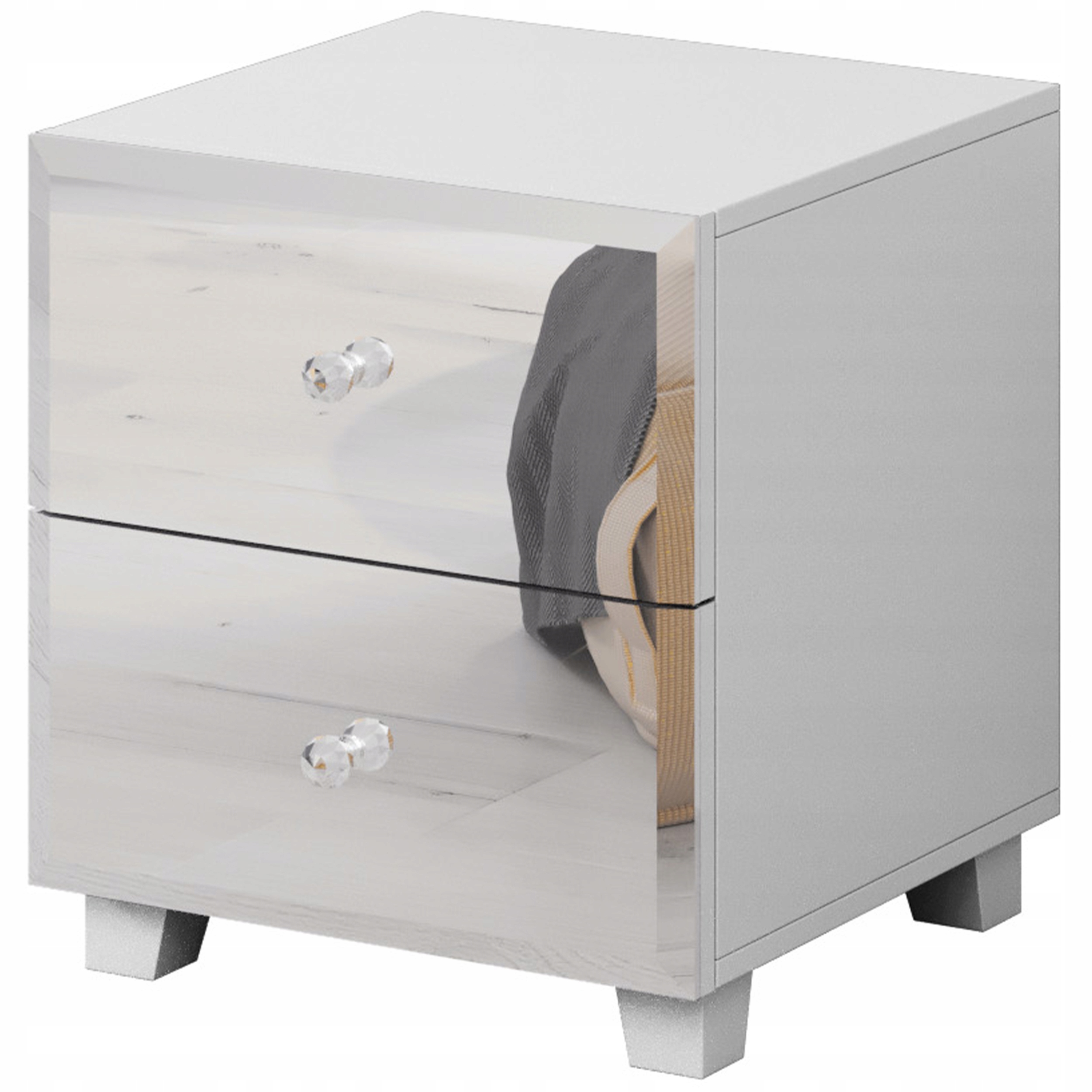 

Szafka nocna Biała 45 cm - lustrzany front