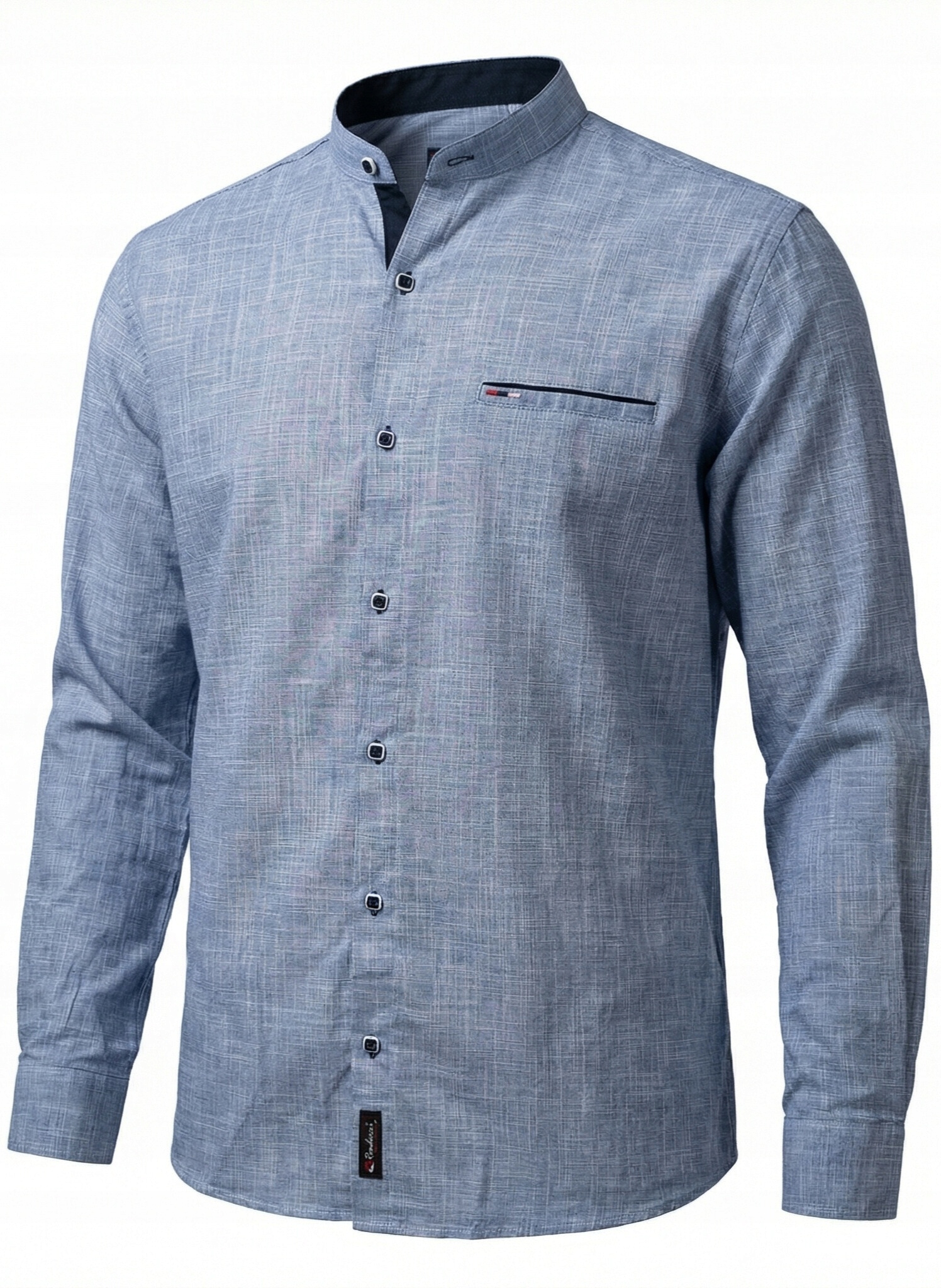 Koszula Męska Błękitna Długi Rękaw Stójka Casual RL07 3XL 47/48