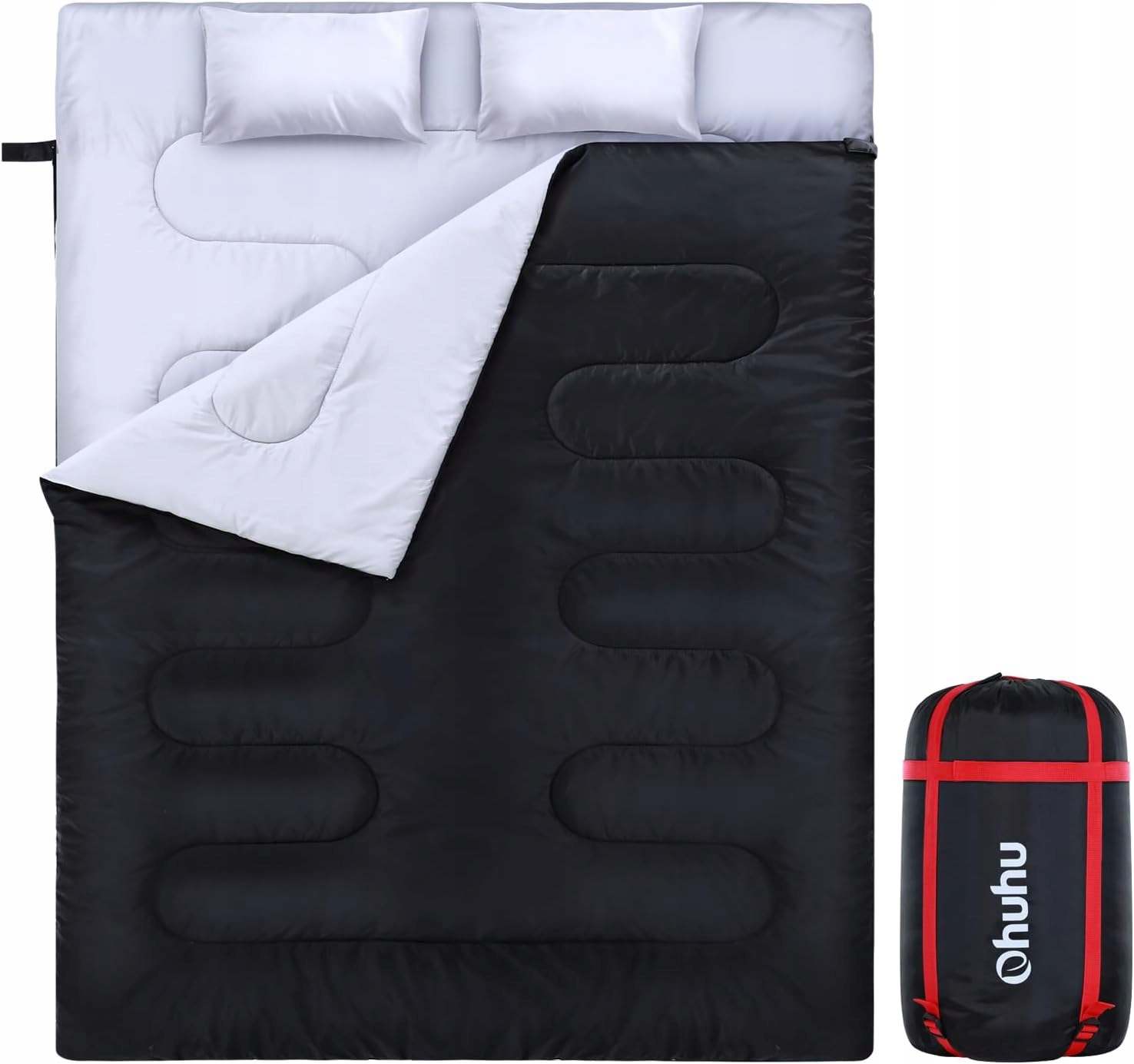 Zimní Teplý Dvojitý Spací Pytel XXL 220 X 150 CM Pro Dospělé Taška Polštáře