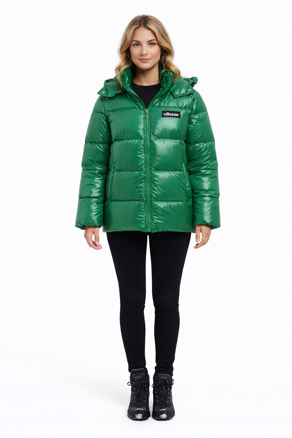 Ellesse Zelená Péřová Bunda S Kapucí A Leskem 40 I4B