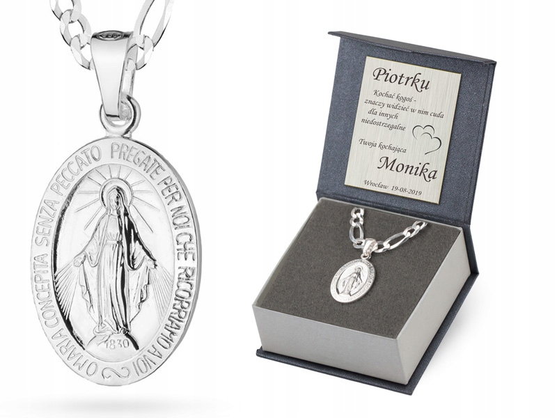 Stříbrný Řetízek Figaro 50 cm Medailonek 925 Gravírování