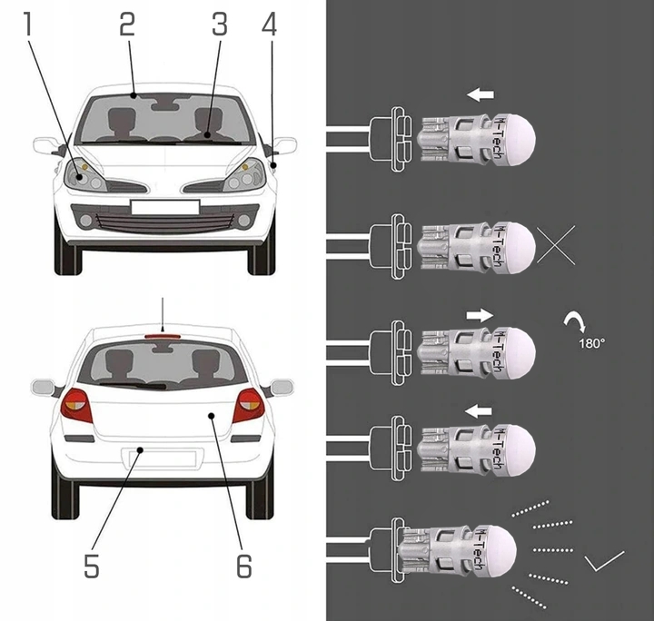 Żarówka W5W M-Tech LED T10 Krystaliczna biała z diodami OSRAM 12V mocna Model LB106W