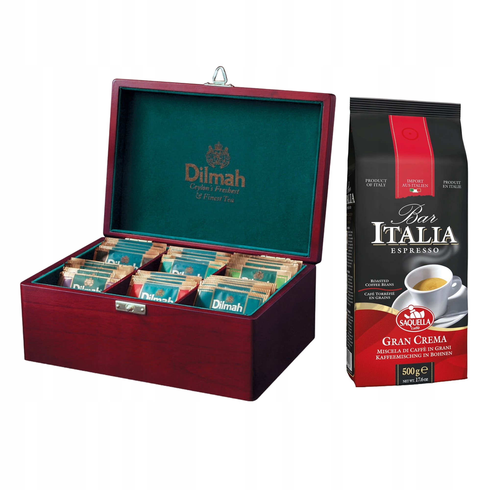 Herbata Dilmah i Kawa Włoska Saquella Zestaw do Biura
