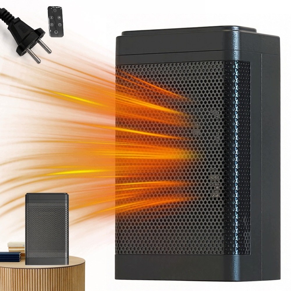 Termoventilátor elektrický, keramický, přenosný, 1500 W, černý