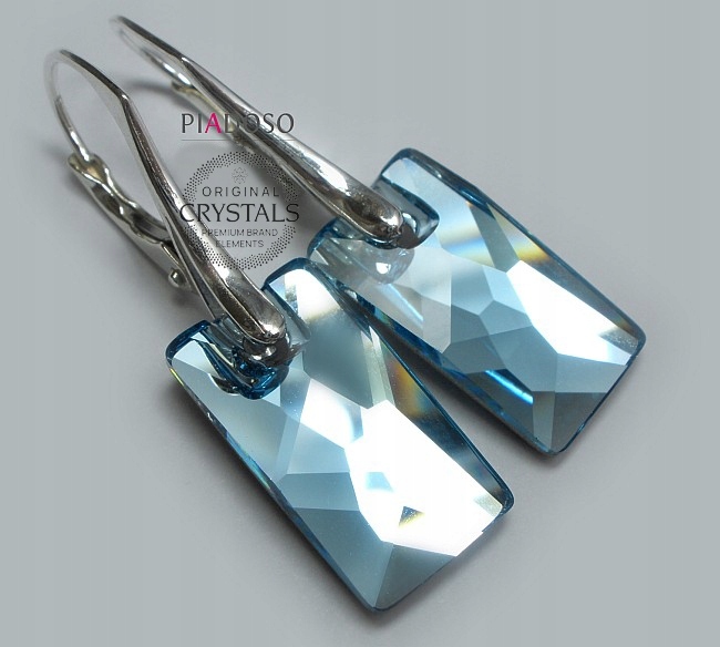 Krásné krystaly Náušnice Aqua 17 mm Certifikát