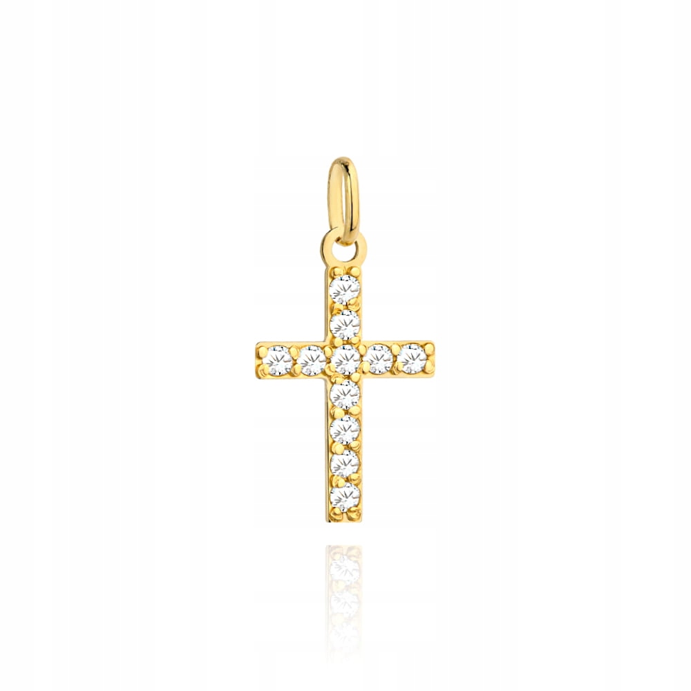 Zlatý křížek 585 s zirkony dárek k svatému přijímání 14. století