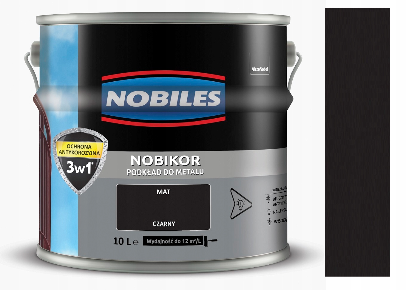 Nobiles Nobikor Antykorozyjny Podkład Do Metalu Czarny Mat 10L