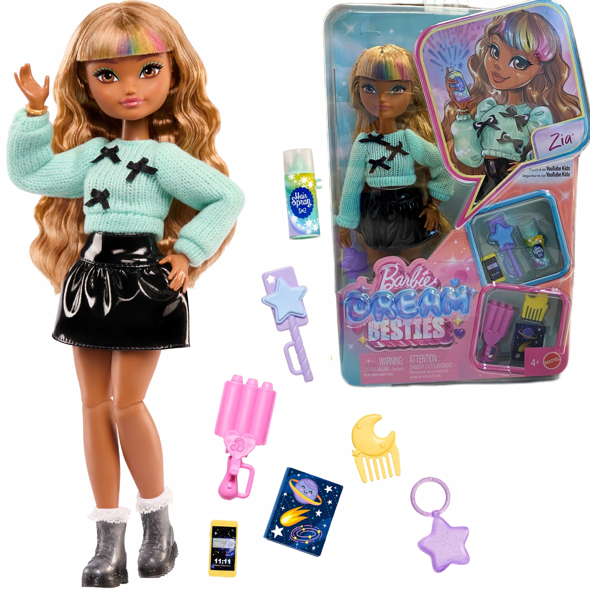 BARBIE DREAM BESTIES LALKA MODOWA ZIA STYLISTKA FRYZUR + LOKÓWKA SZCZOTKA