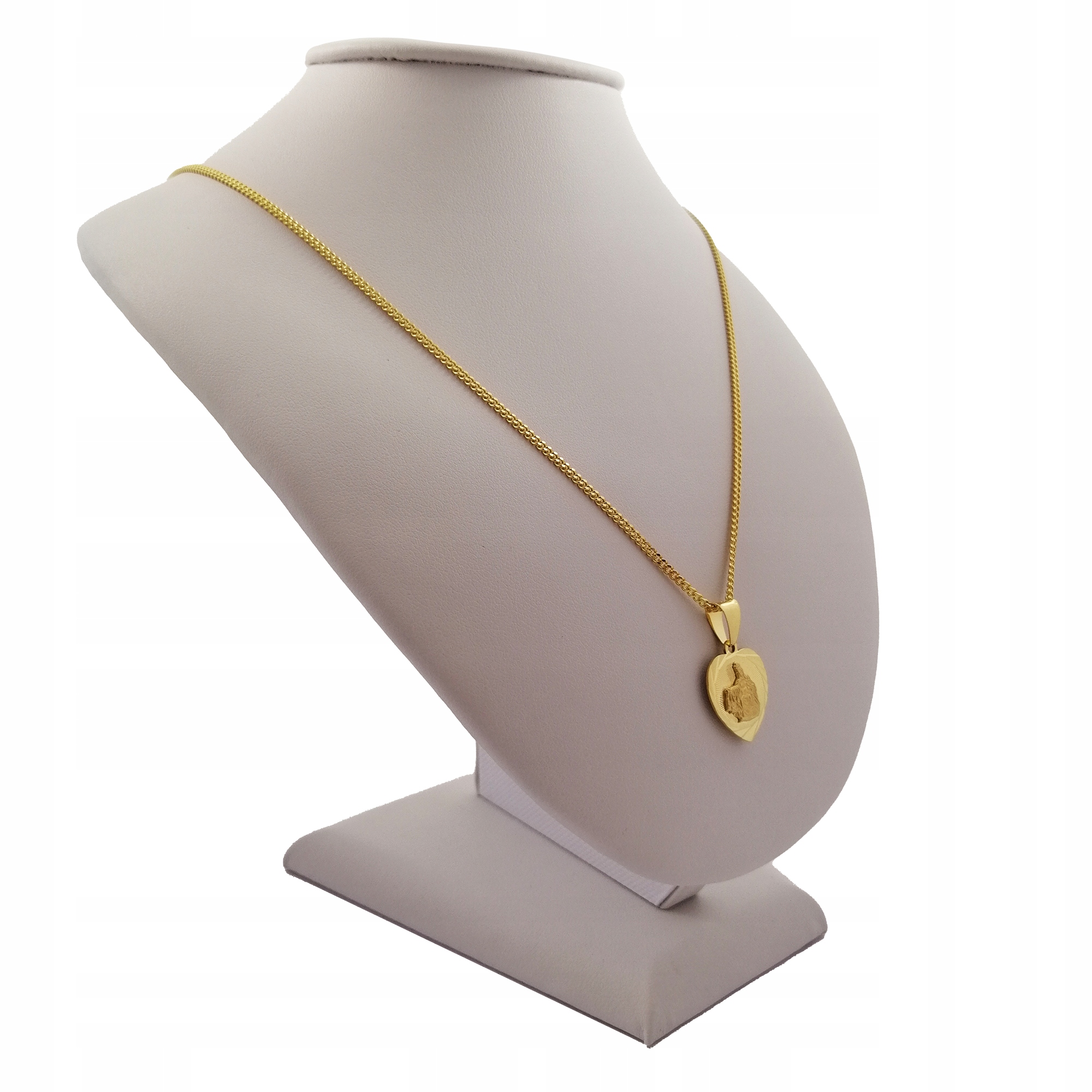 ŁAŃCUSZEK ZŁOTY MEDALIK SERCE SZKAPLERZ 925 GRAWER Długość całkowita 45 cm
