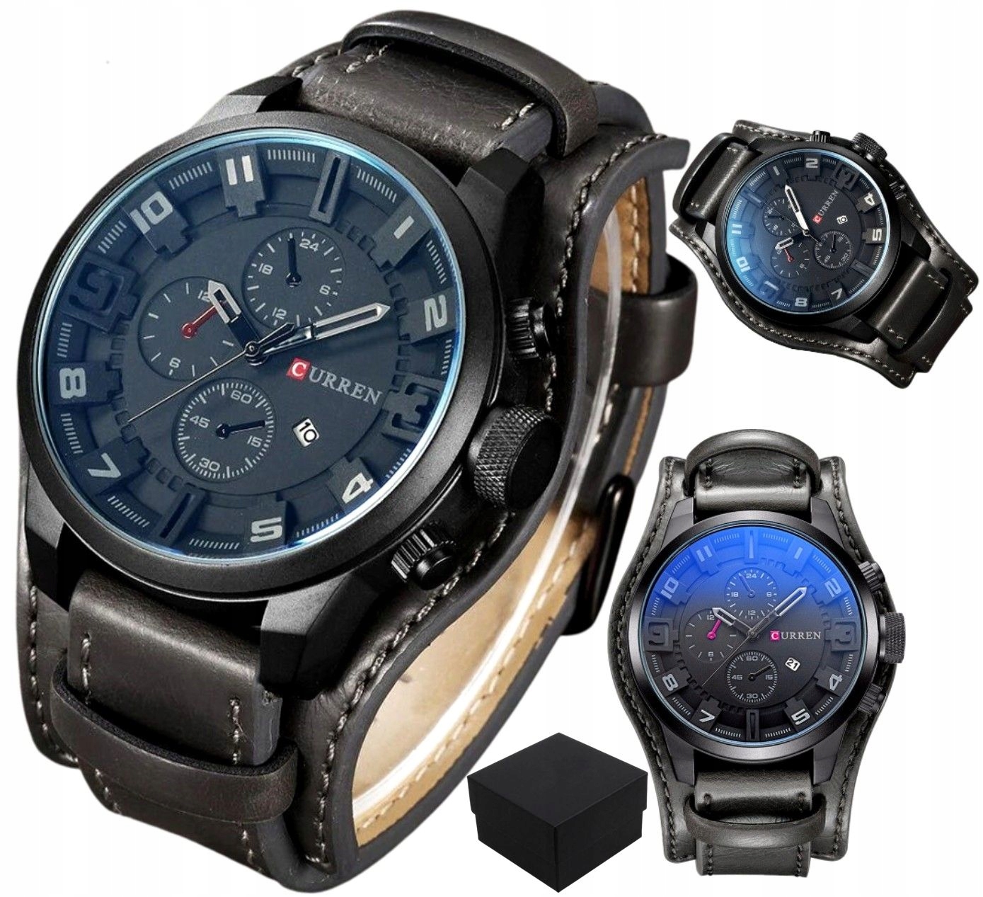 

Curren Military Zegarek Męski pasek Skóra Box