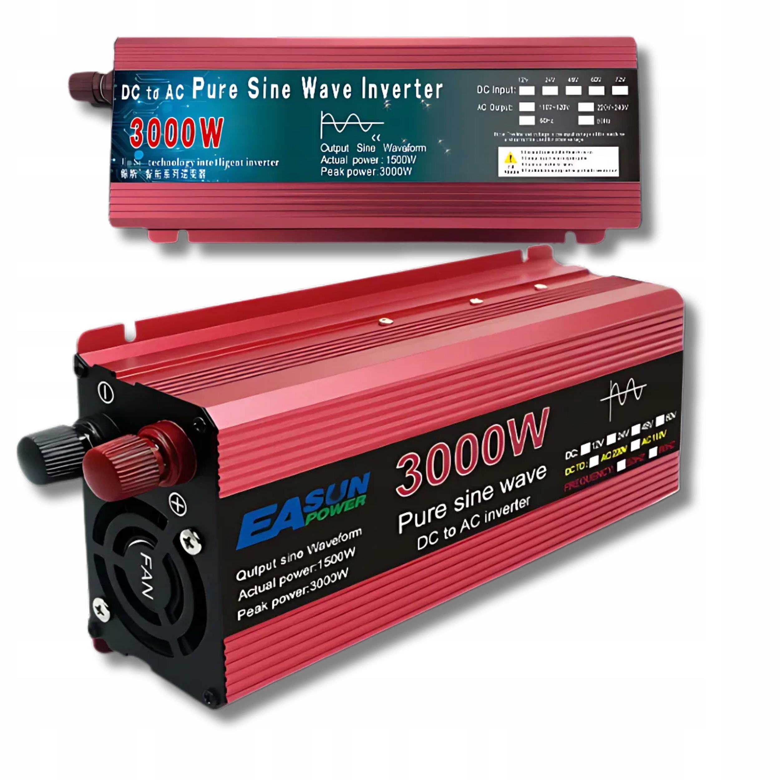 PRZETWORNICA 12V na 230V 3000W INWERTER NAPIĘCIA CZYSTA SINUS SAMOCHODOWA